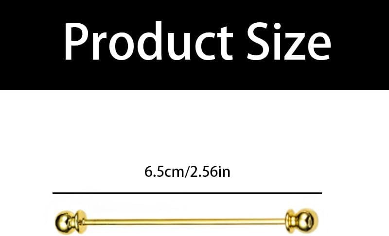 3PCS Men's Brass Ball Collar Tie Pins, Classic Shirt Collar Bar Tie Clips, for L