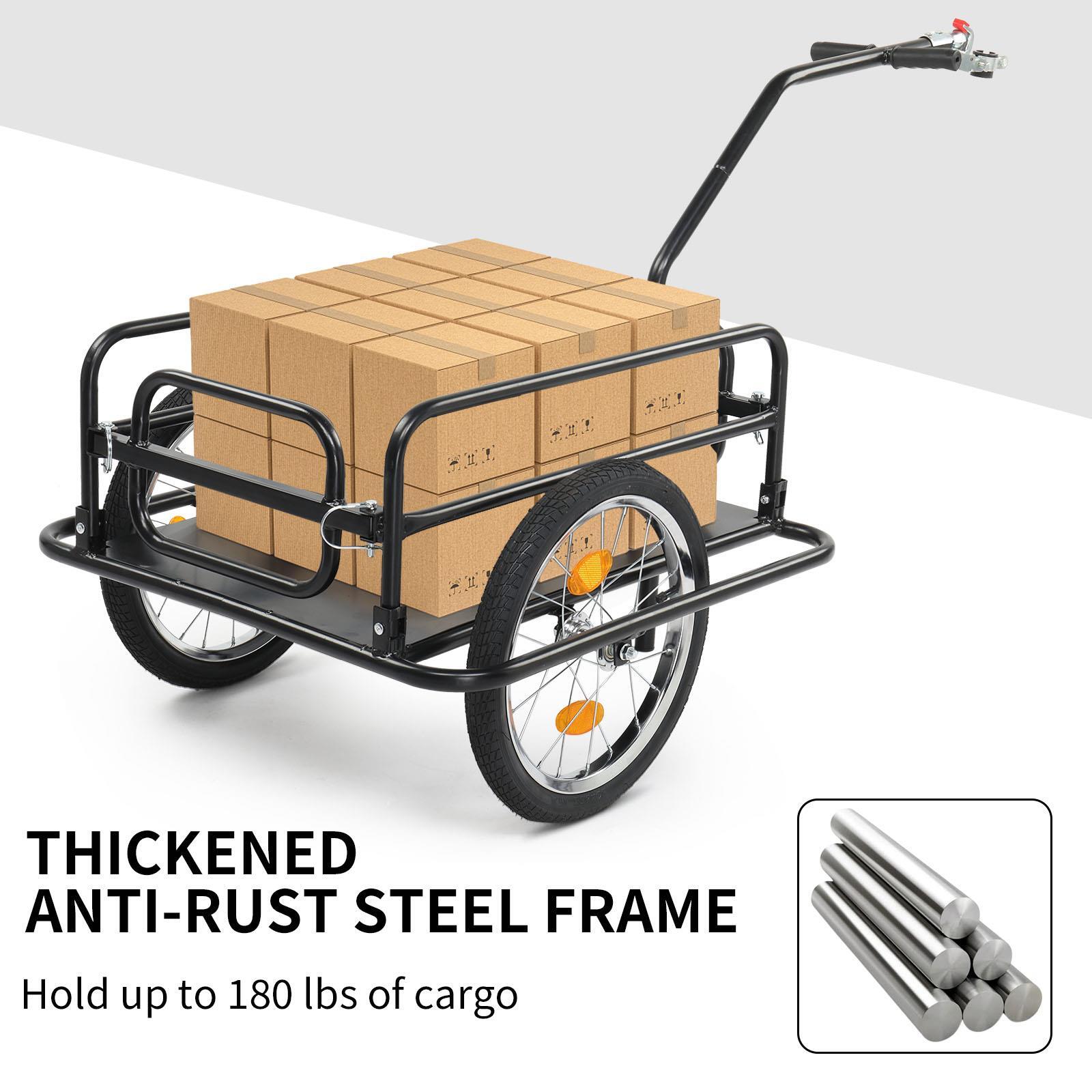 Bike Cargo Trailer Foldable Bicycle Cart Wagon Trailer Universal Hitch Black