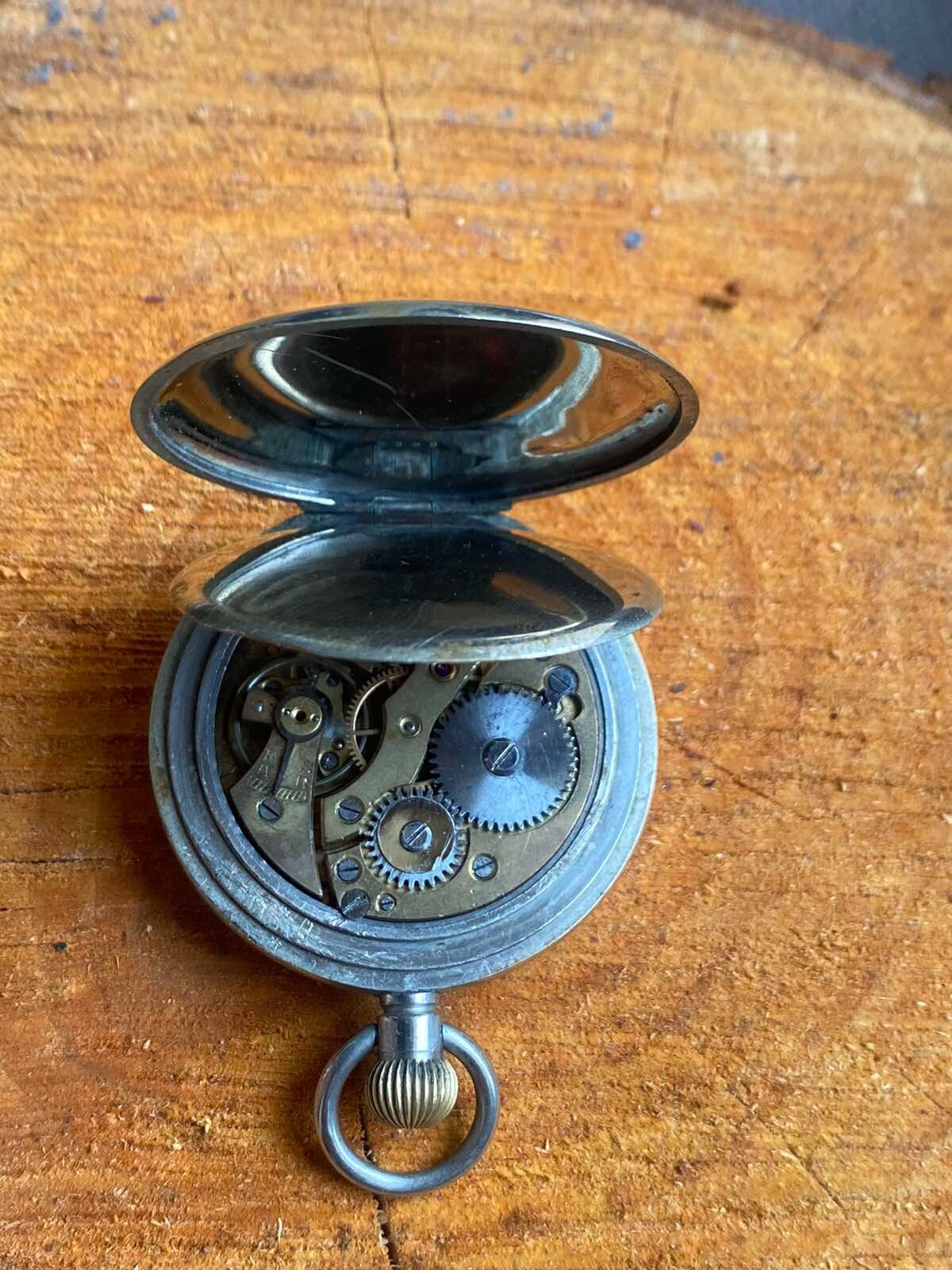 Antique Pocket Watch Mechanical Swiss Ottoman Military Chain Open Face Rare 19th