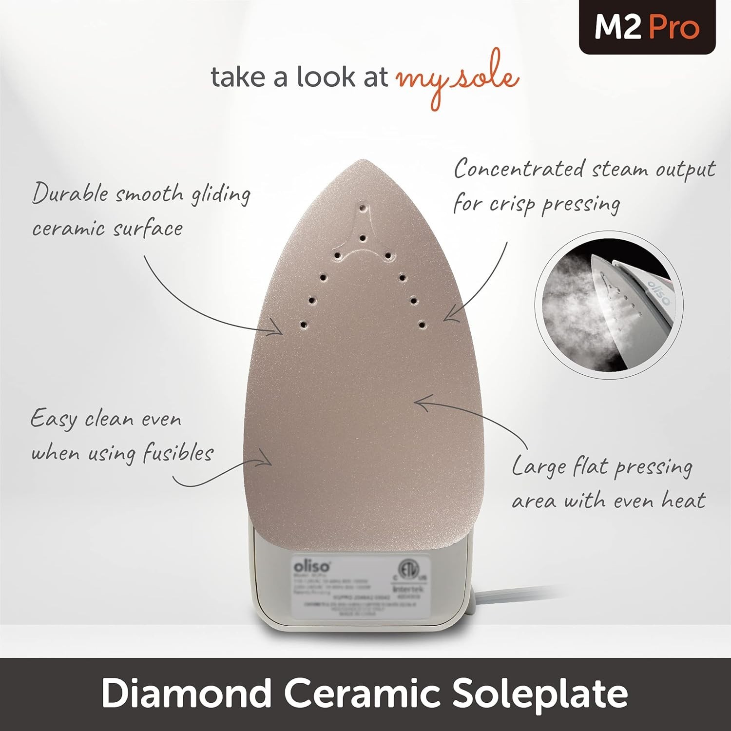 Oliso M2 PRO Mini Project Steam Iron Solemate YELLOW 1000W Ceramic Soleplate NEW