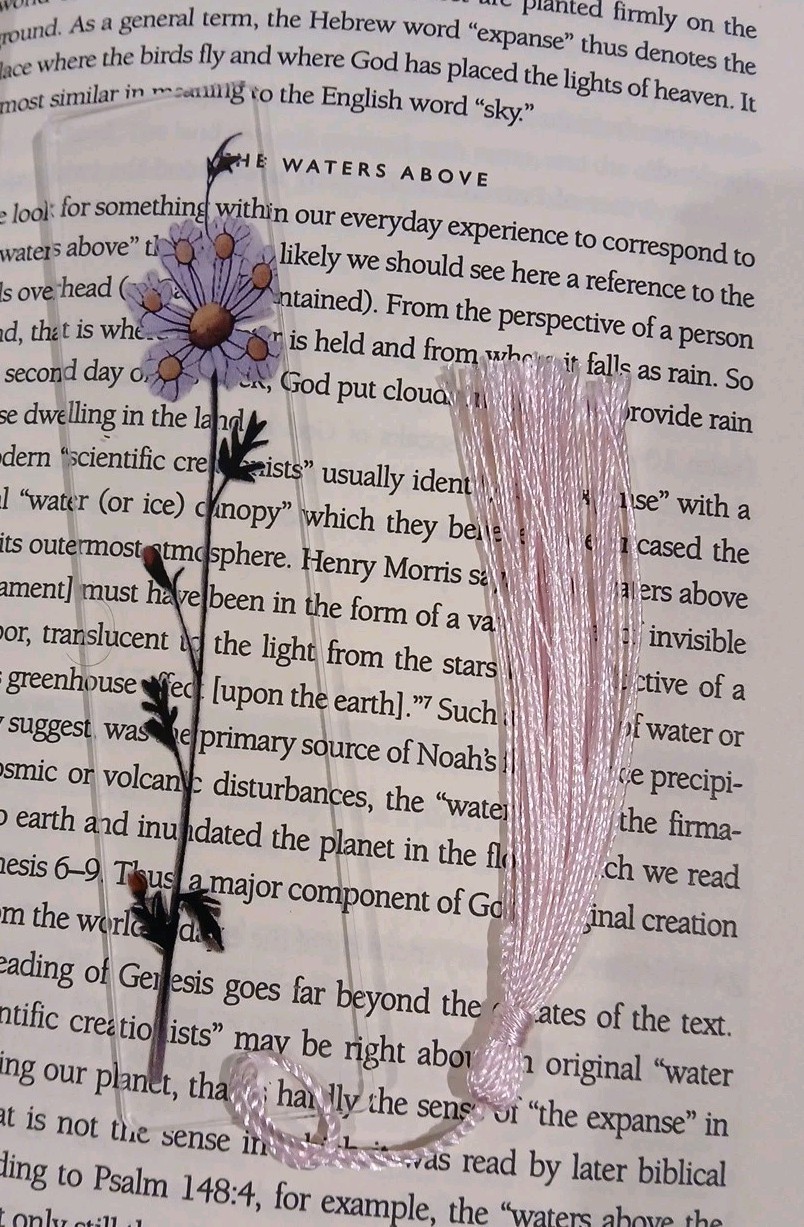 Flowers  Bookmark with Tassel - Acrylic - Size Is 5.1" X 1.8" - New - Fast Ship