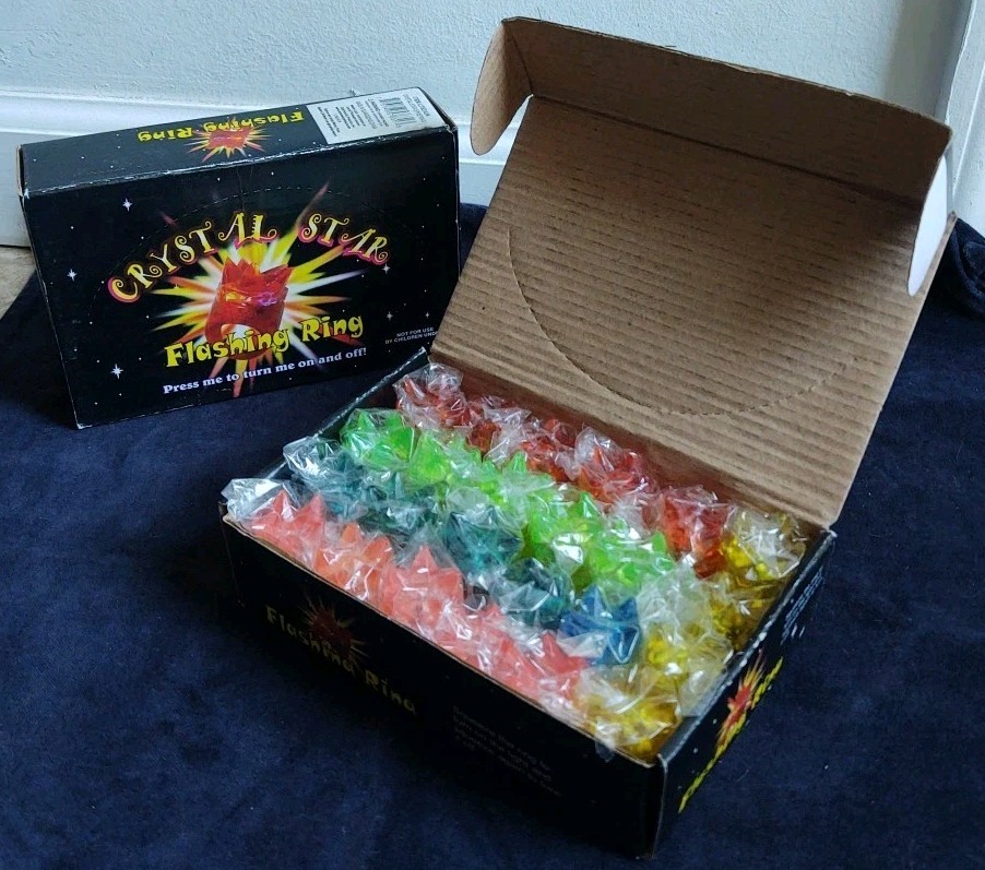 New Box Of 24 Flashing Led Gel Spike Rings In Multi Colors Light Up Party Favors
