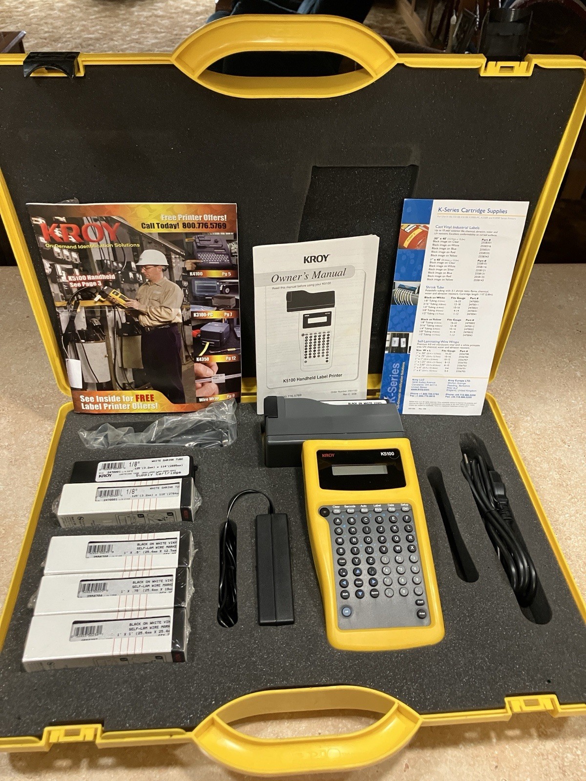 KROY HANDHELD LABEL PRINTER MODEL K5100 SHRINK TUBE PRINTER & VINYL SELF LAMENT