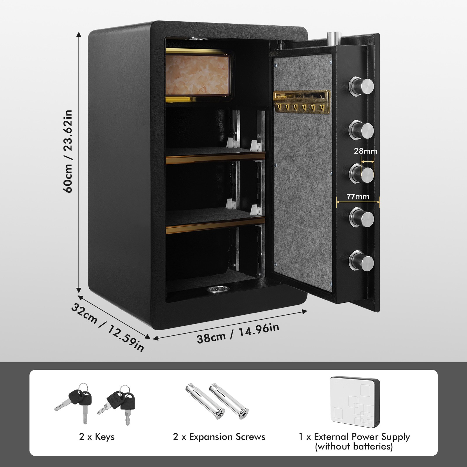 Large Safe Box Safety Steel Fireproof Digital Keypad Lock Home Cash Security New