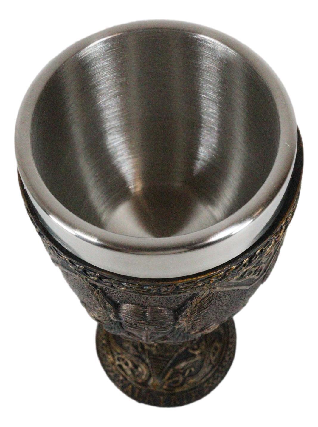 Ebros Goddess Valkyrie 7oz Resin Wine Goblet Chalice With Stainless Steel Liner