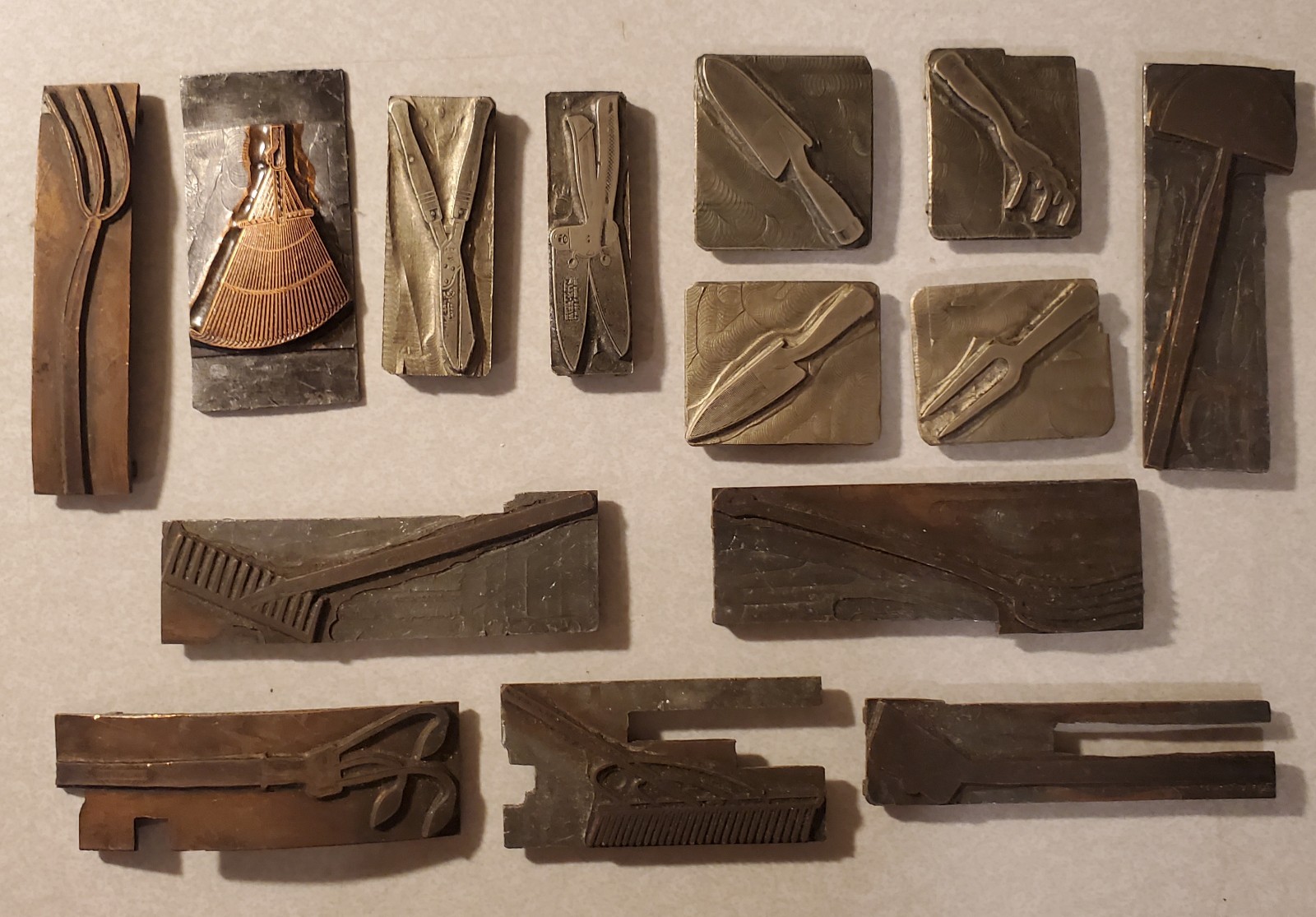 Vintage Letterpress Printing Blocks Gardening Tools