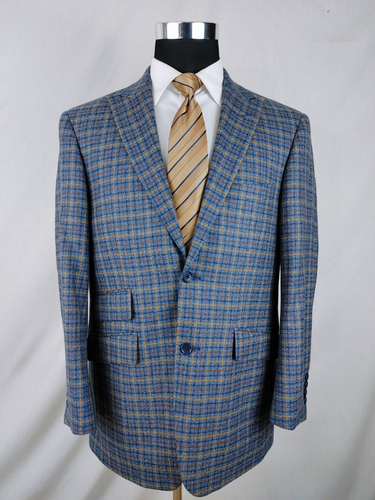 Paul Fredrick Sport Coat Mens 40/42S Soft Tweed Wool Multicolor Check Jacket