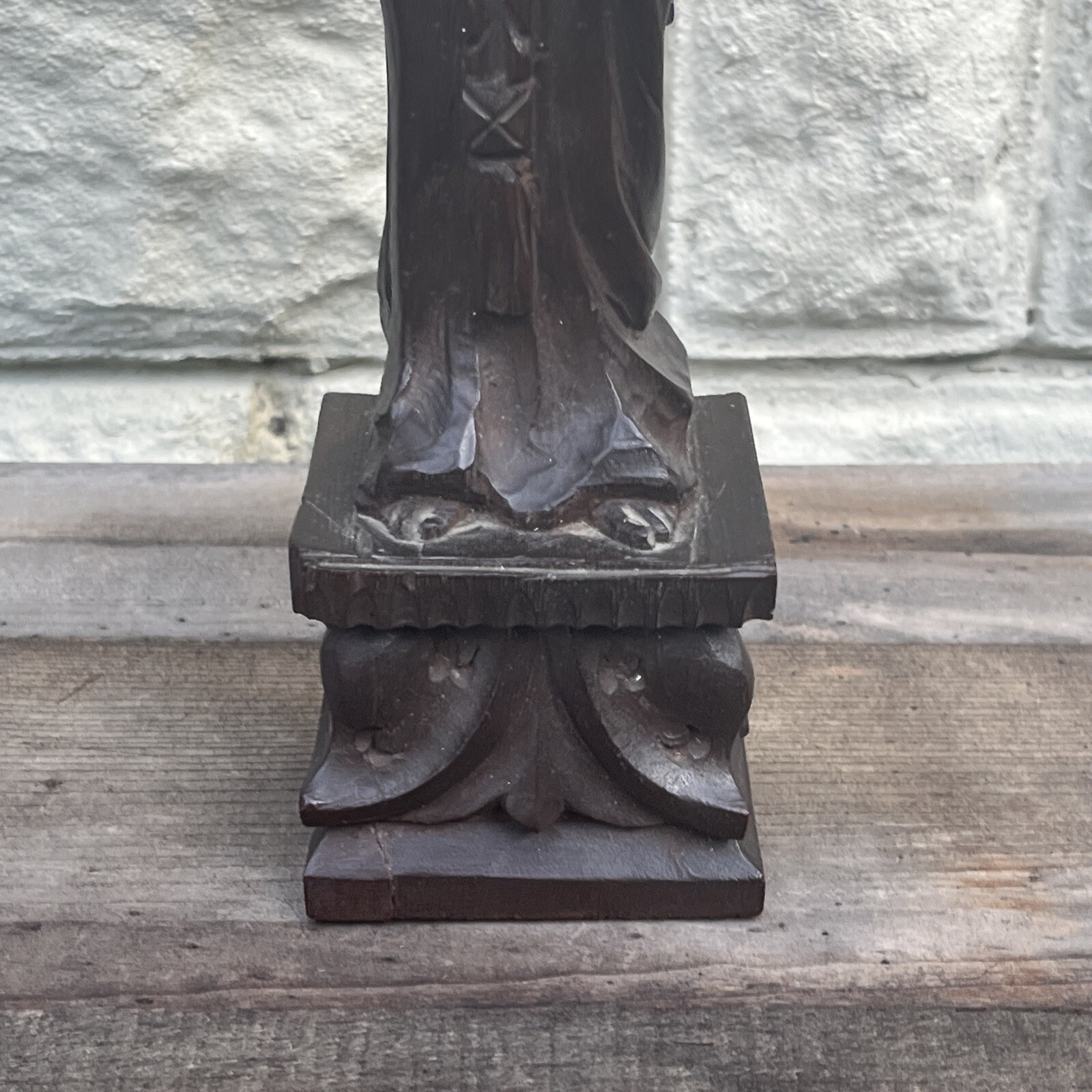 Vintage Saint Dominic Statue Hand Carved Mexico Monterrey Artist Signed 20”