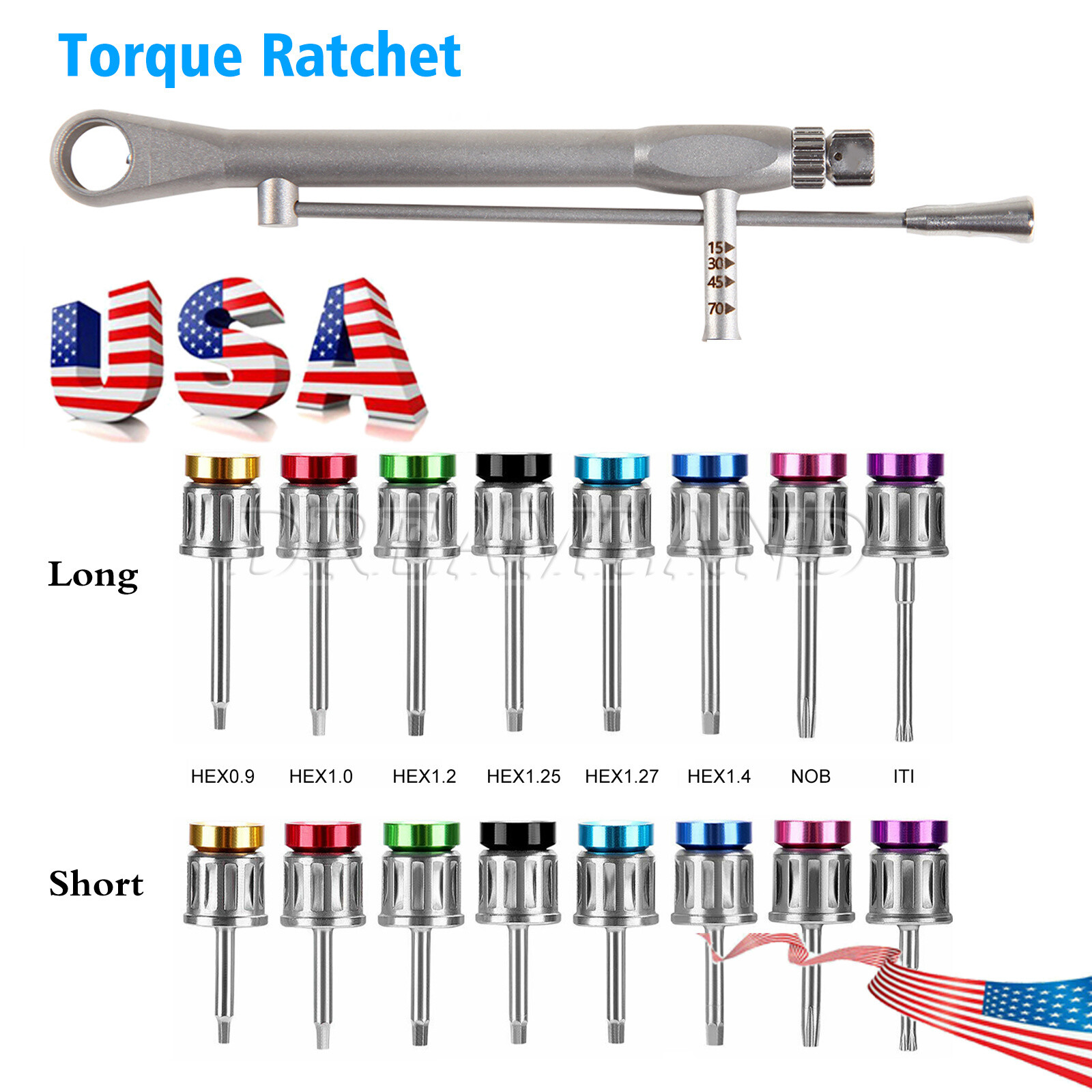Dental Universal Implant Prosthetic Kit Torque Wrench Screw Drivers Remover USA