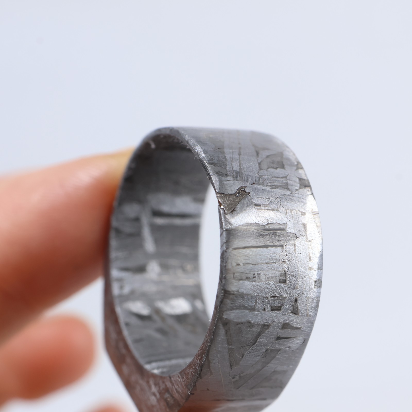 Meteorite ring (US 12 ) Natural Meteorite Carving Ring Unmatched Ring AB638