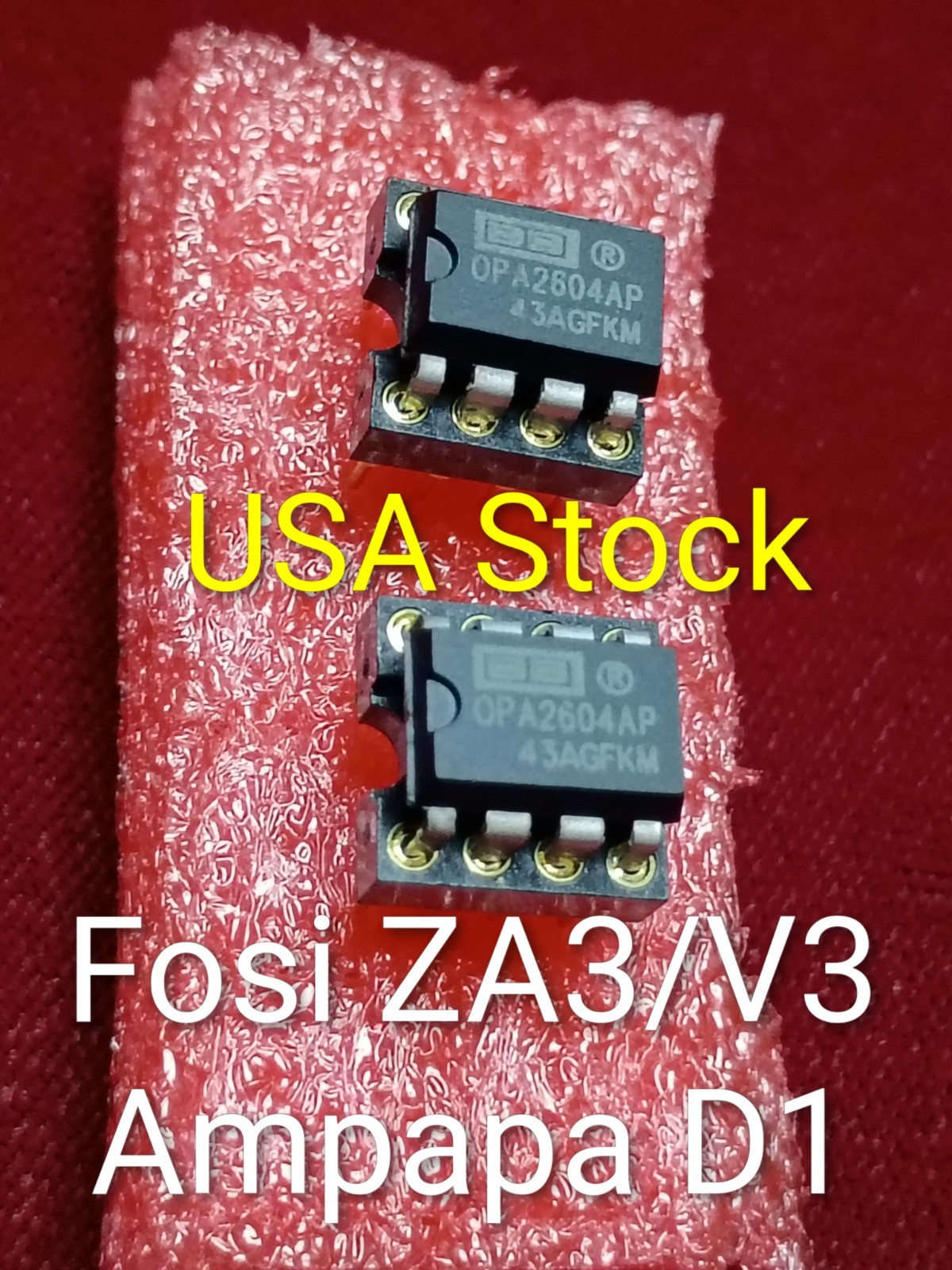 Burr-Brown OPA2604AP (2) Op Amps IC w/DIP8 Extenders for Fosi ZA3/V3/Ampapa D1