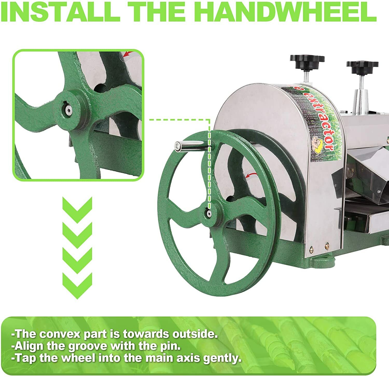 Commercial Sugar Cane Juicer S/S Sugarcane Press Extractor Machine 110Lb/h