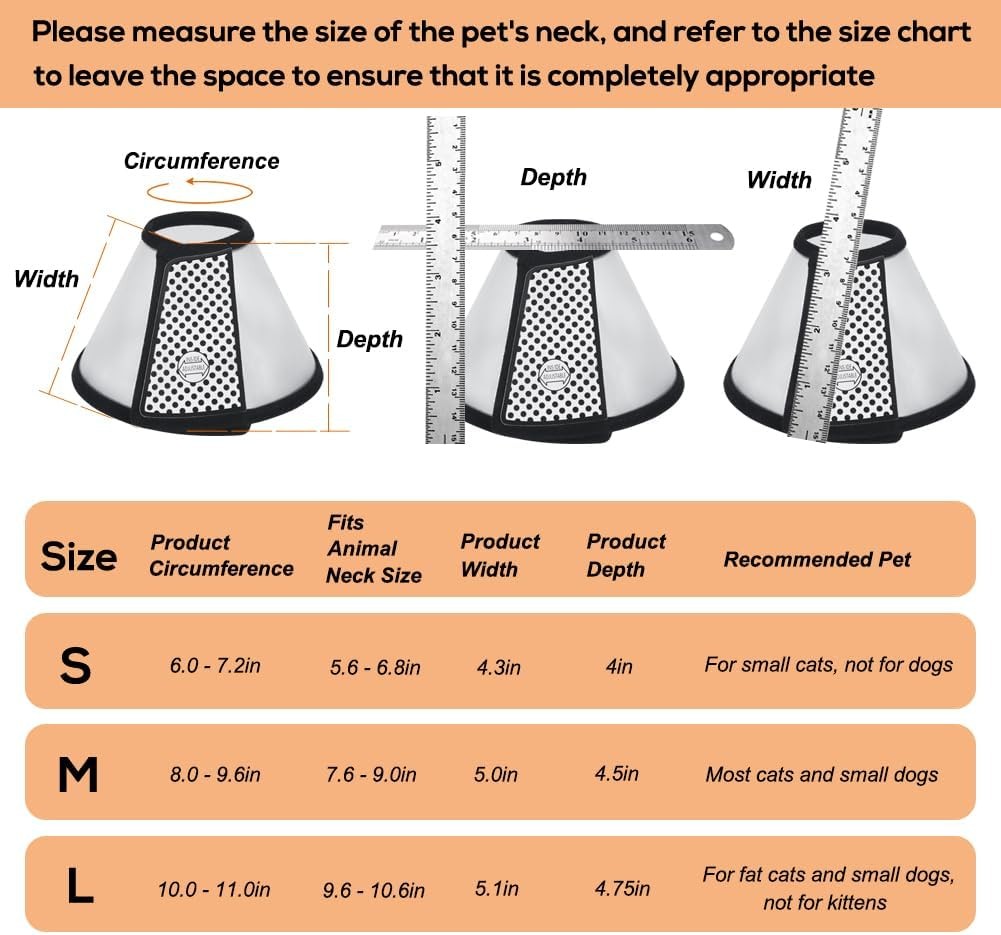 Vivifying Cat Cone, Adjustable M（Neck: 7.2-9.0 in）, Black