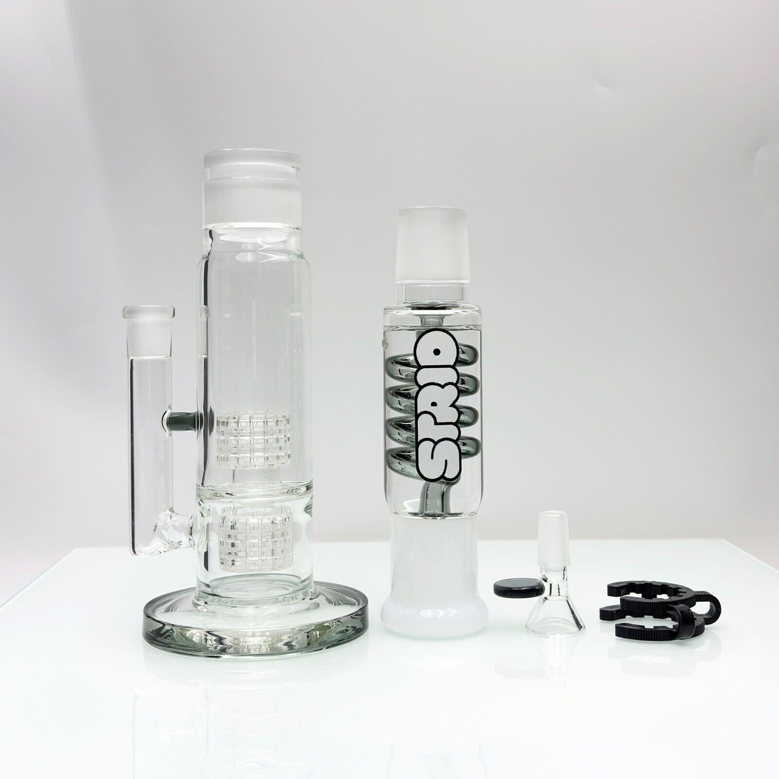 14Inch Freezable Glycerin Glass Bong Perc Waterpipe With Bowl 14MM Smoky Gray