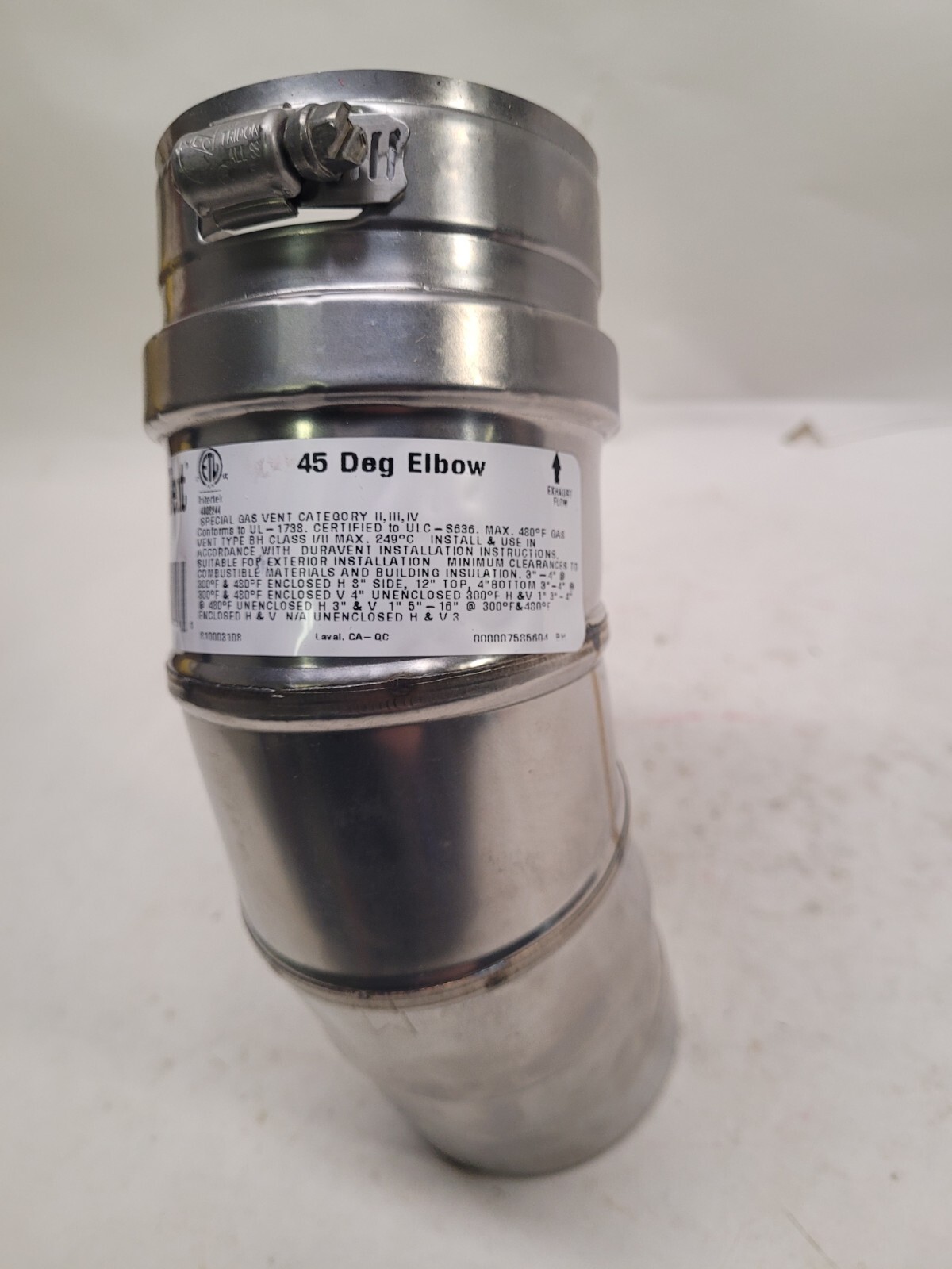 Dura Vent FSELB4503 3 in. FasNSeal 45 deg Elbow