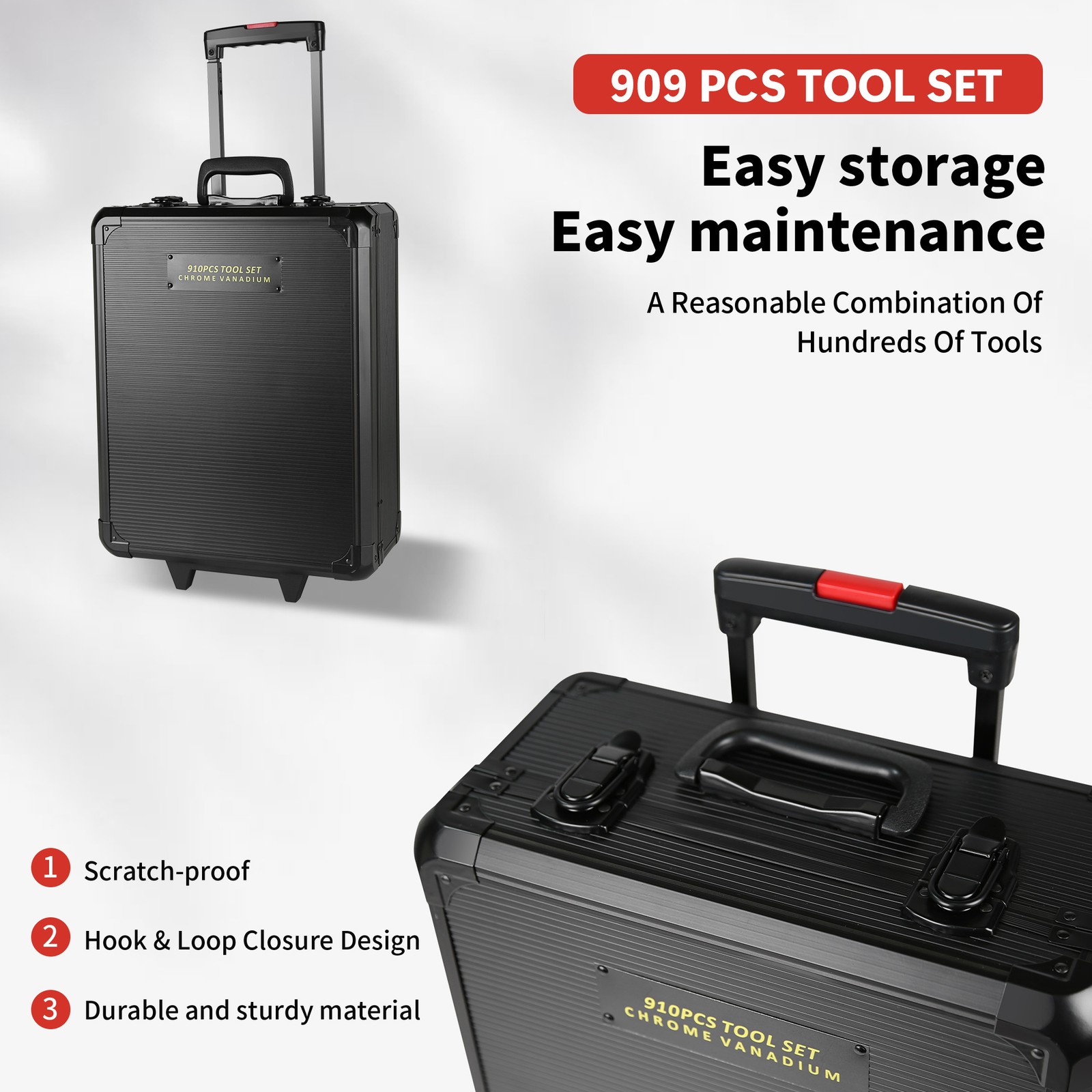 Tool Set Mechanics Tool Kit 909 PCS Wrenches Socket with Trolley Case Box Silver