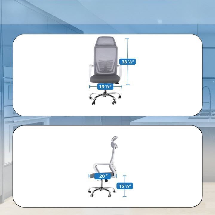 2x Ergonomic Mesh Office White Chair Lumbar Support Desk Swivel Computer Chair