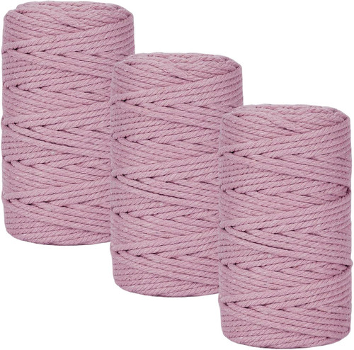 Macrame Cord 3mm x 164 Yards, 3 Rolls Rose Pink 3mm-Rose 3 rolls,