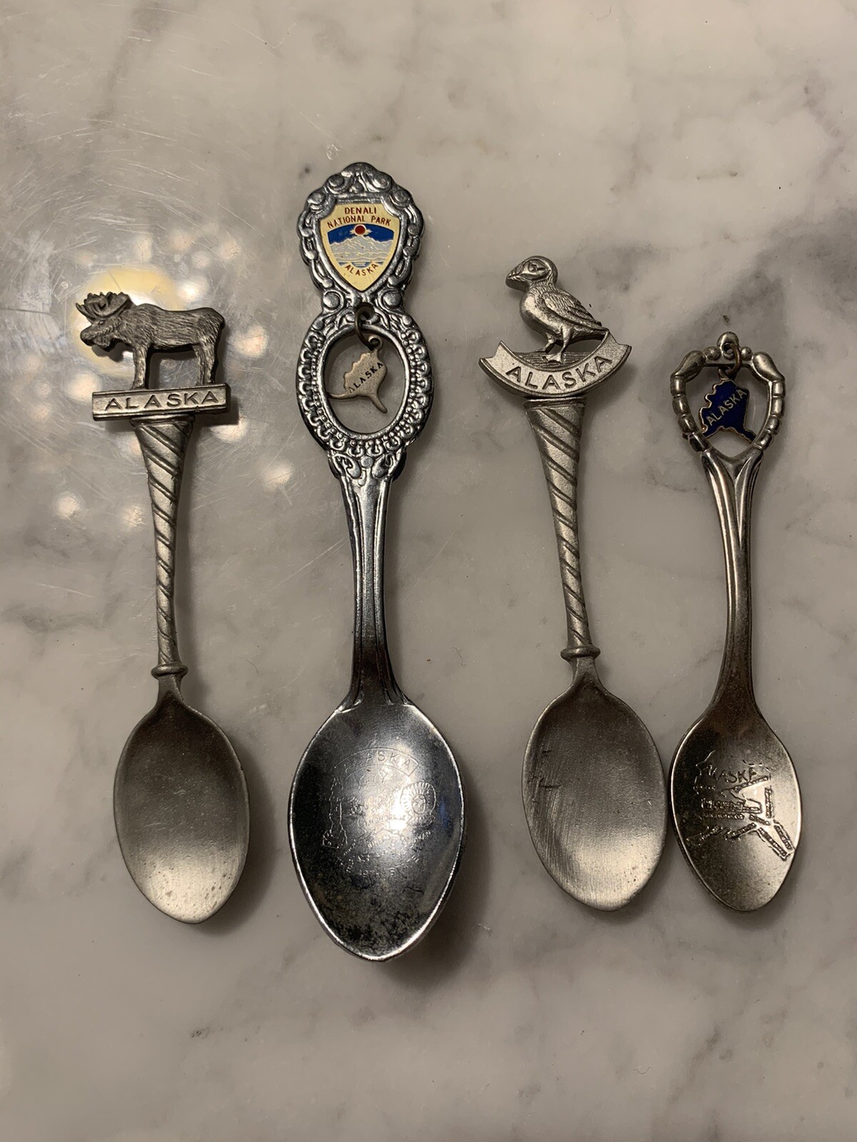4 Alaska Souvenir Spoons VTG