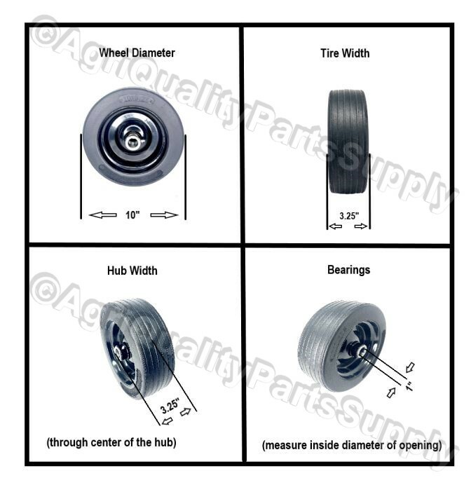 10"x 3.25" FINISH MOWER WHEEL -SOLID MOLDED TIRE - FITS 1" AXLE, Free Shipping