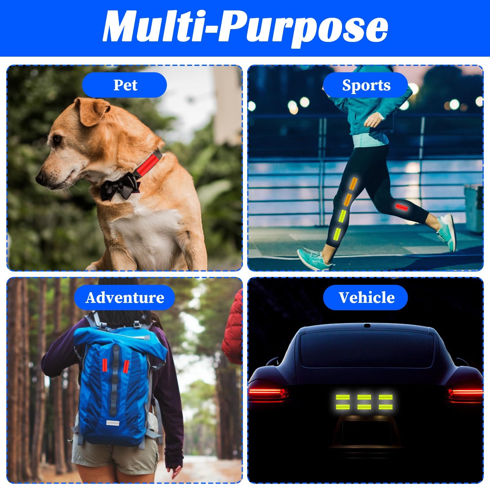 50PCS Reflective Tape High Visibility Waterproof Warning Stickers 5 Colors