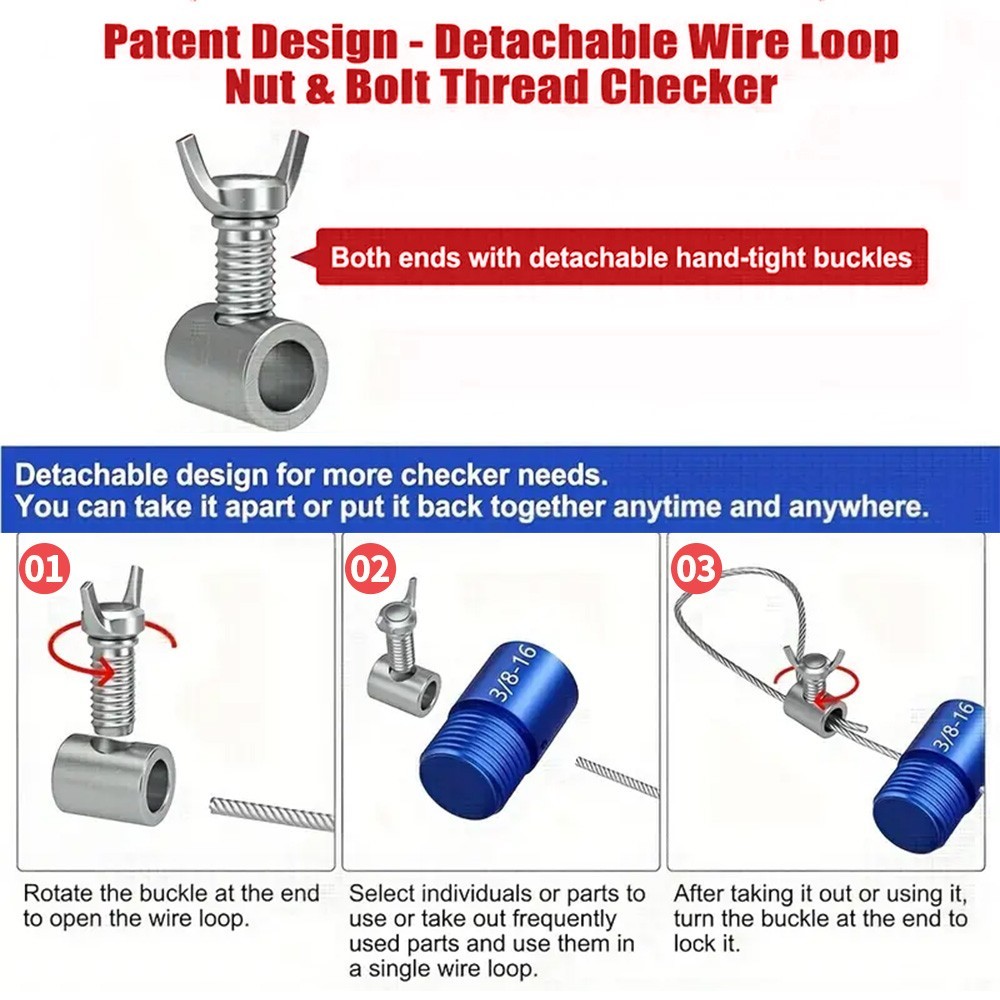Nut and Bolt Thread Checker Inch & Metric Thread Gauge Nut and Bolt Size Gauge N