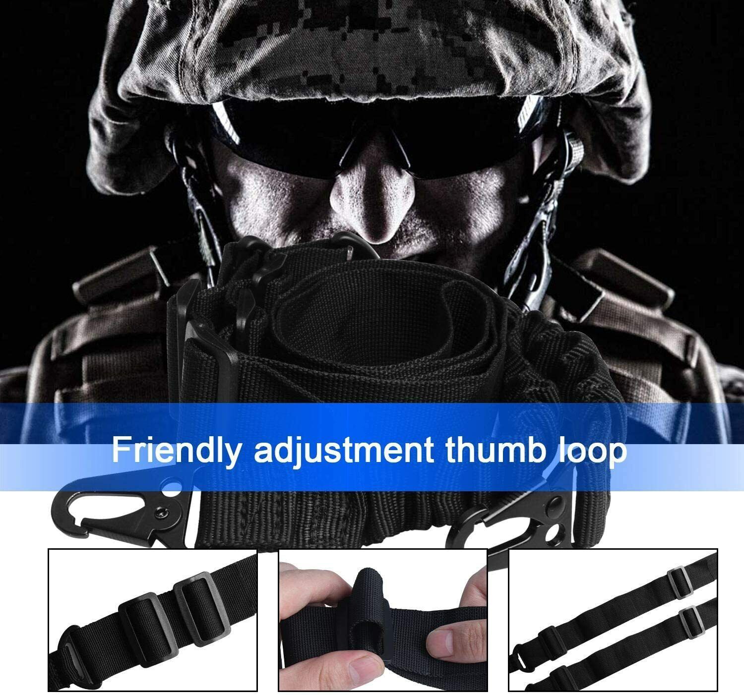Tactical 2 Point Sling QD Swivel Adjustable Rifle Gun Sling Strap w/ MLOK Swivel