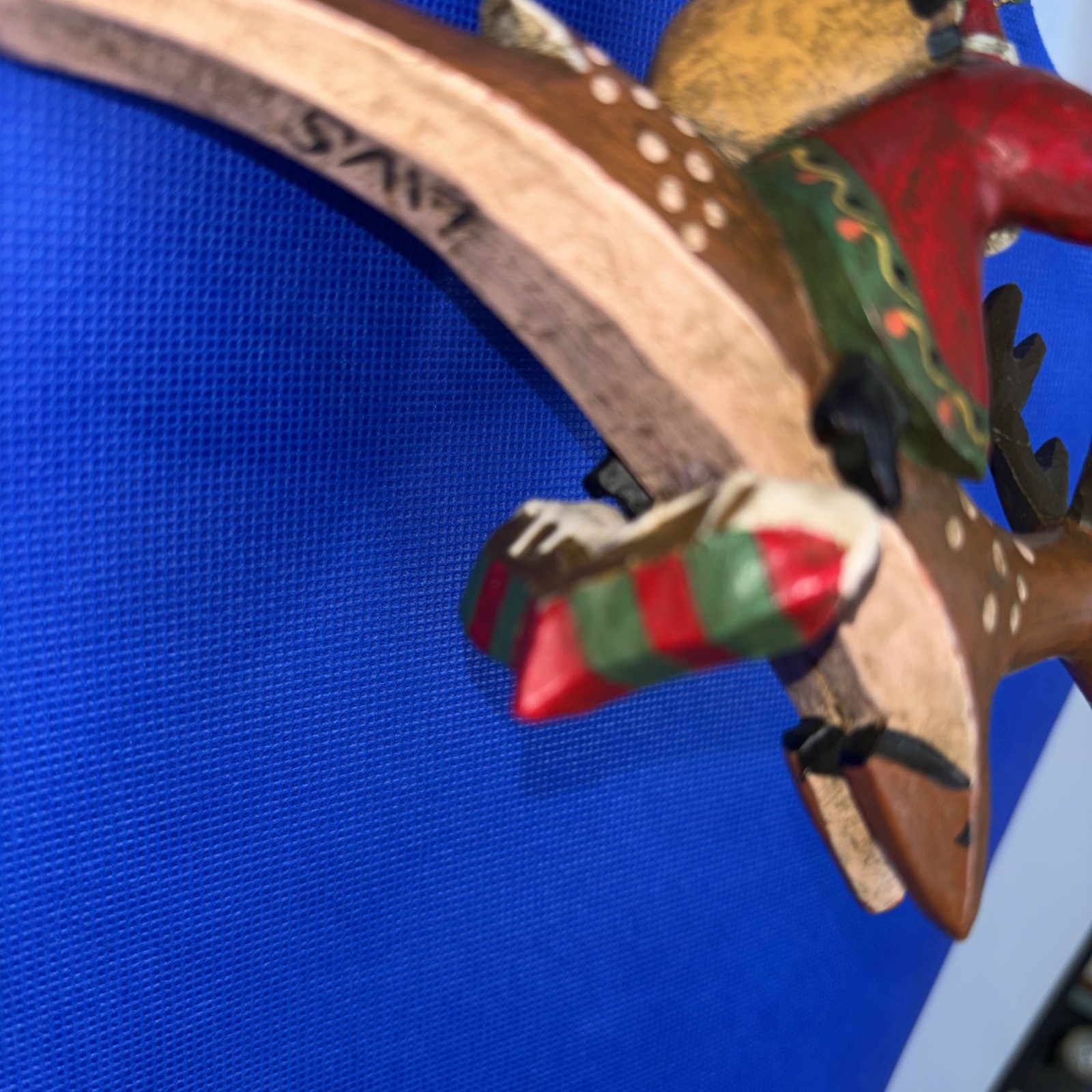 Rare Lou Schifferl Santa Riding Reindeer w/ Heart Charm Christmas Ornament 6"