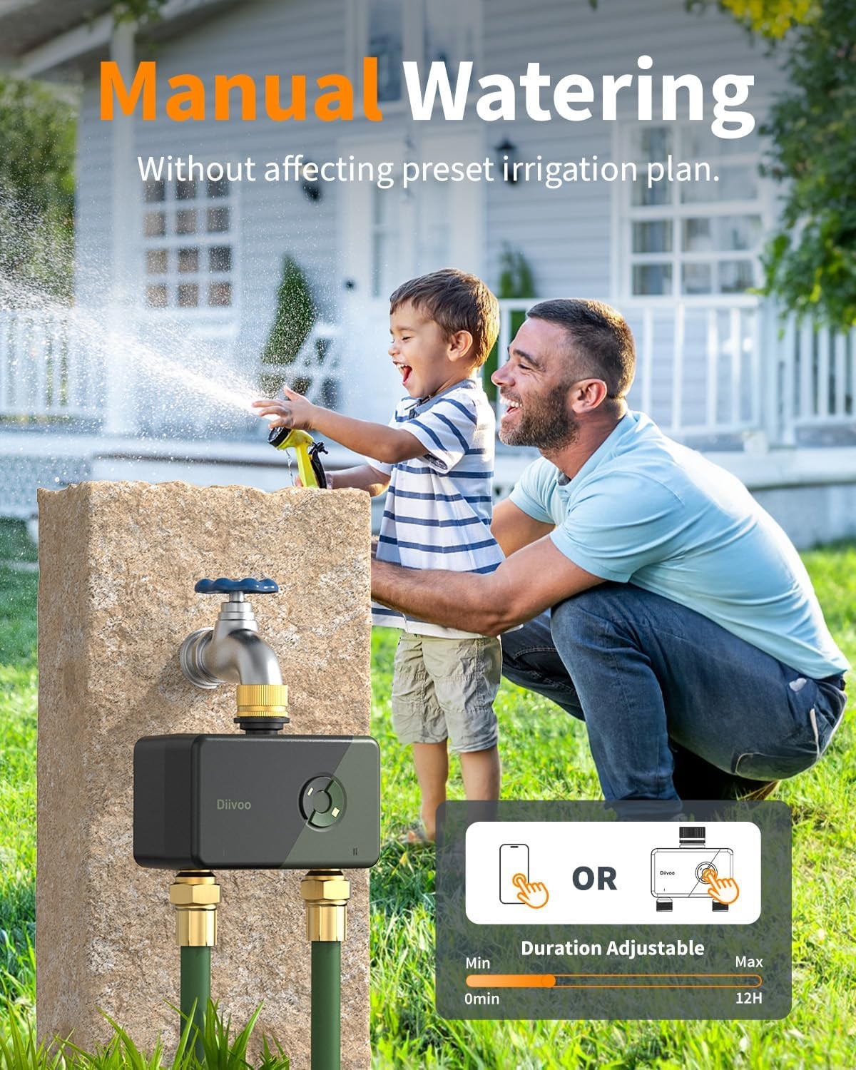 WiFi 2 Zone Smart Water Timer for Garden Hose Remote Control Rain Delay Watering