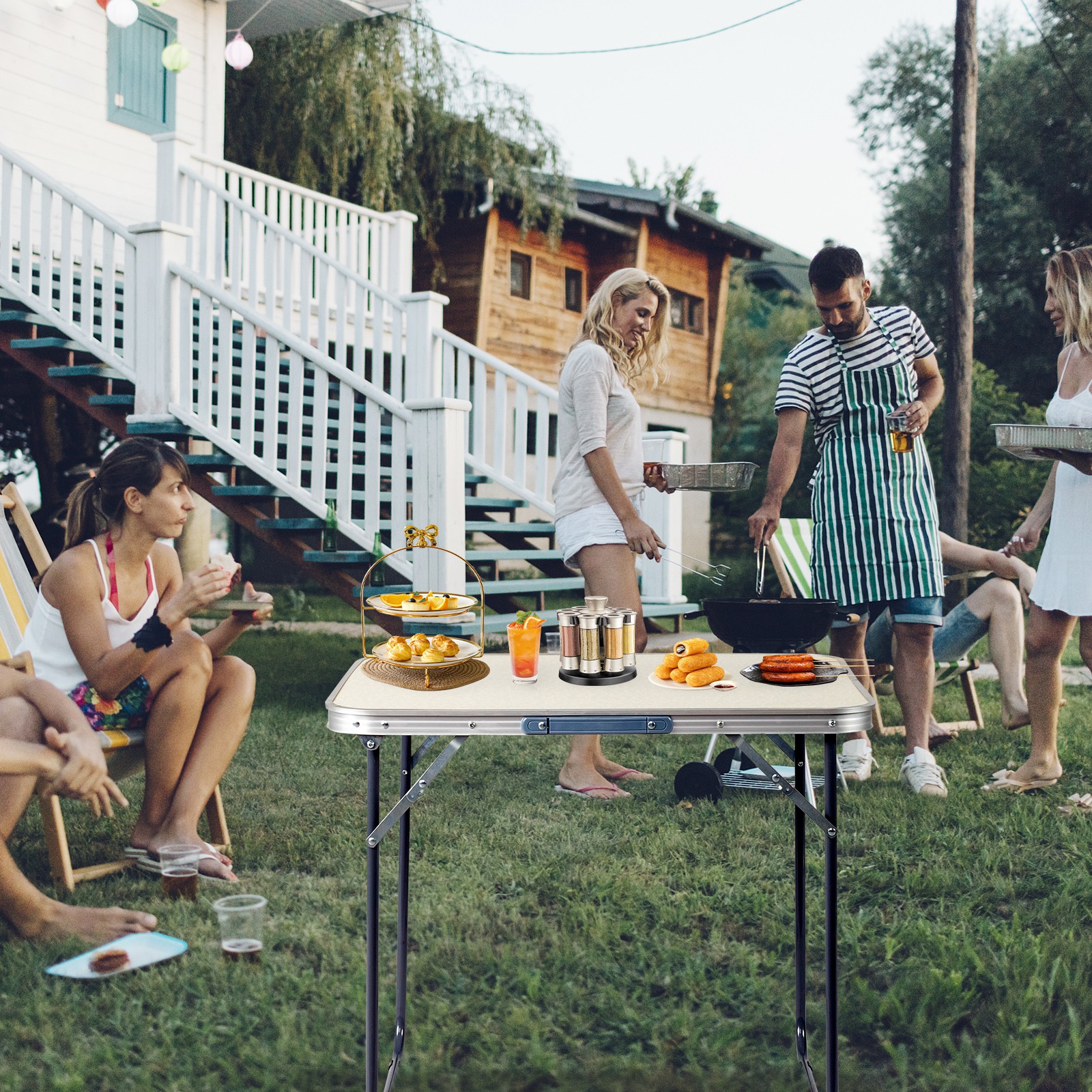 2.3FT Partable Aluminum Folding Table Picnic Garden Camping Indoor Outdoor