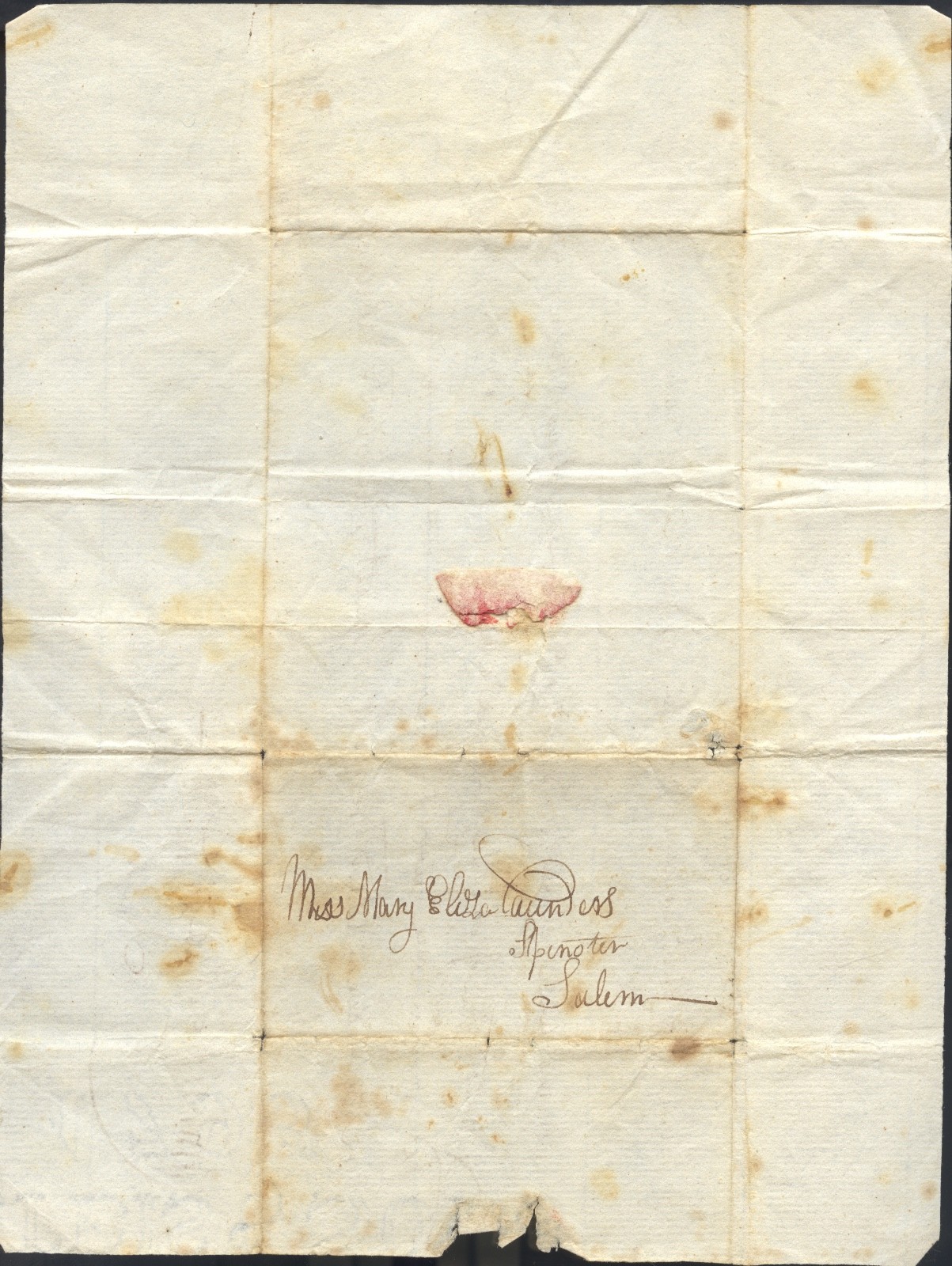 eBay Title 1800 Handwritten Letter Salem Massachusetts – Folded Cover – Wenham &
