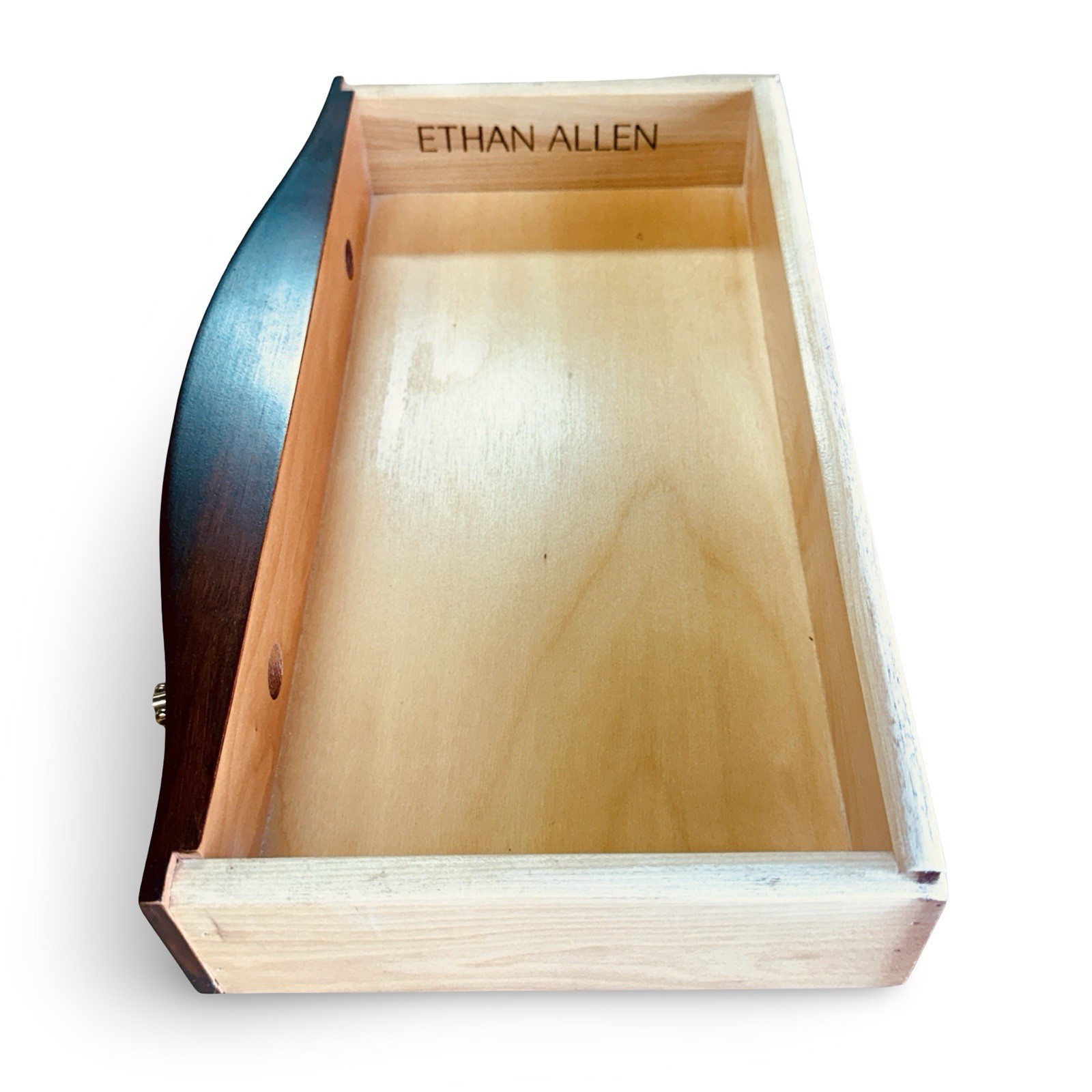 Ethan Allen Solid Wood Oval Swivel Vanity Mirror w/ Drawer 1993 Vintage