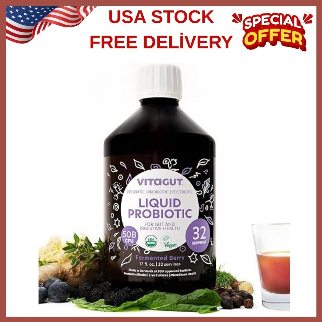 ✨ VITAGUT Liquid Probiotic Prebiotic Postbiotic 50Billion CFU 19Herbs Organic Gu