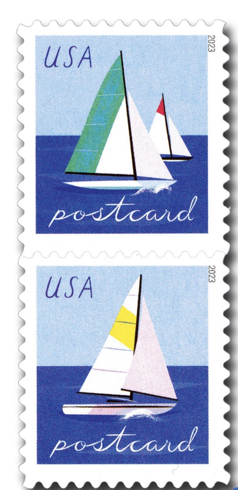 2023 USPS SHEET OF 20 POSTCARD STAMPS SAILBOATS 61¢