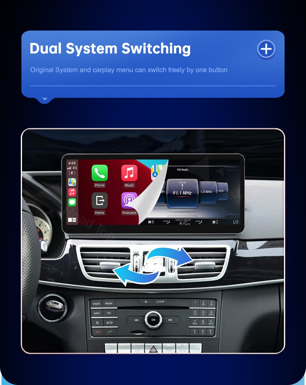 12.3"Android Auto Carplay Screen for Mercedes Benz E Class W212 2012-2015 NTG4.5