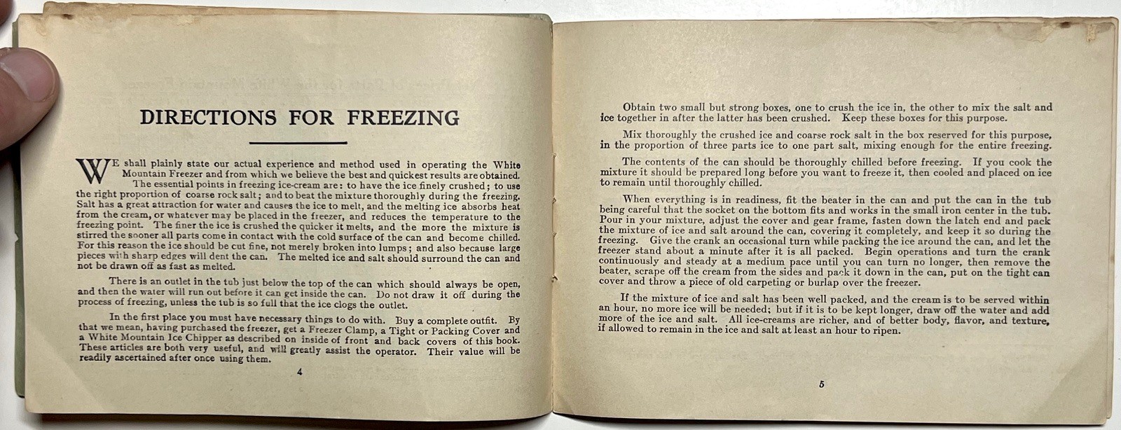 1905 FROZEN DAINTIES WHITE MOUNTAIN FREEZER ICE CREAM RECIPES BOOKLET LINCOLN NH