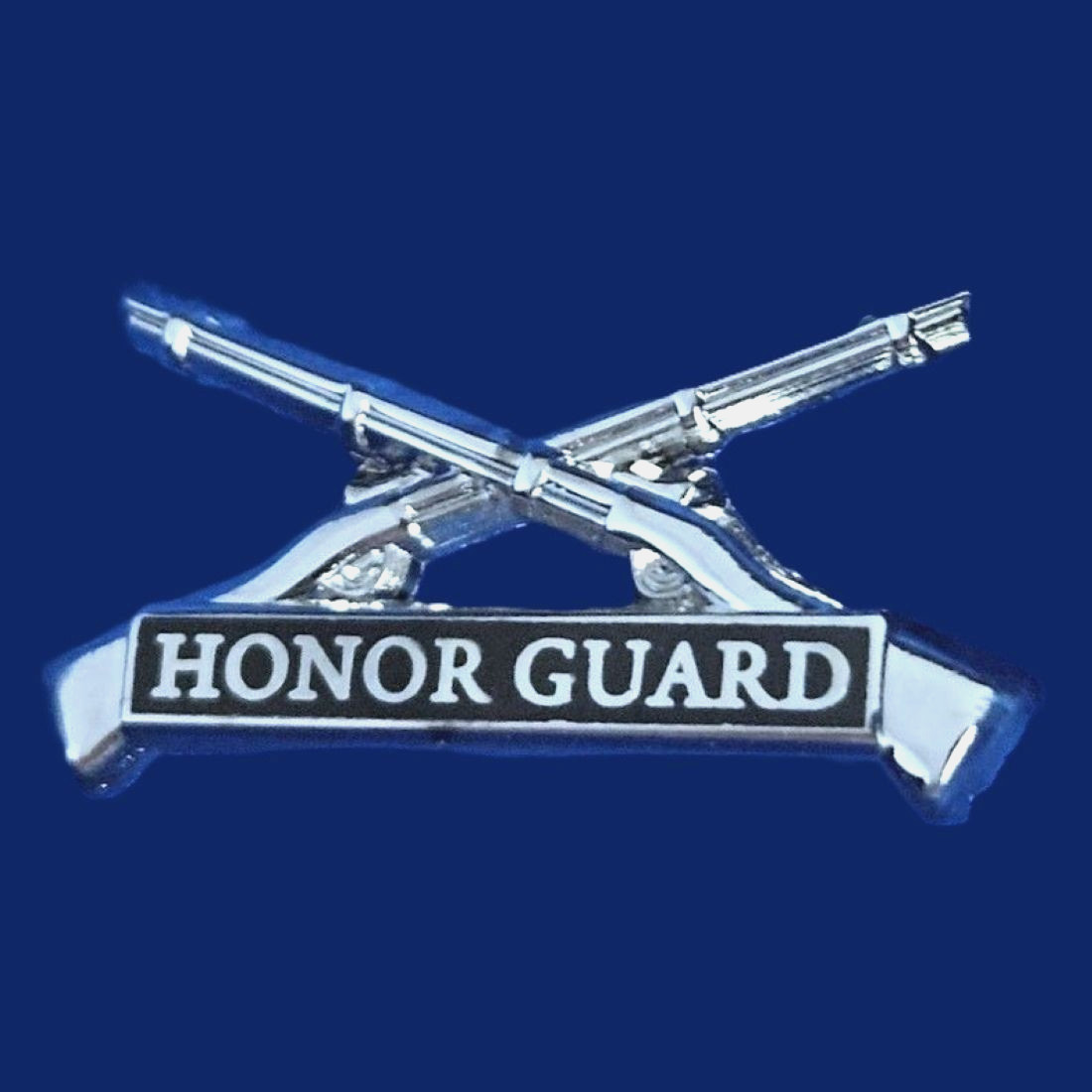 HONOR GUARD-CROSS RIFLE PIN: 1-1/8", Silver-Nickel Plated, #163