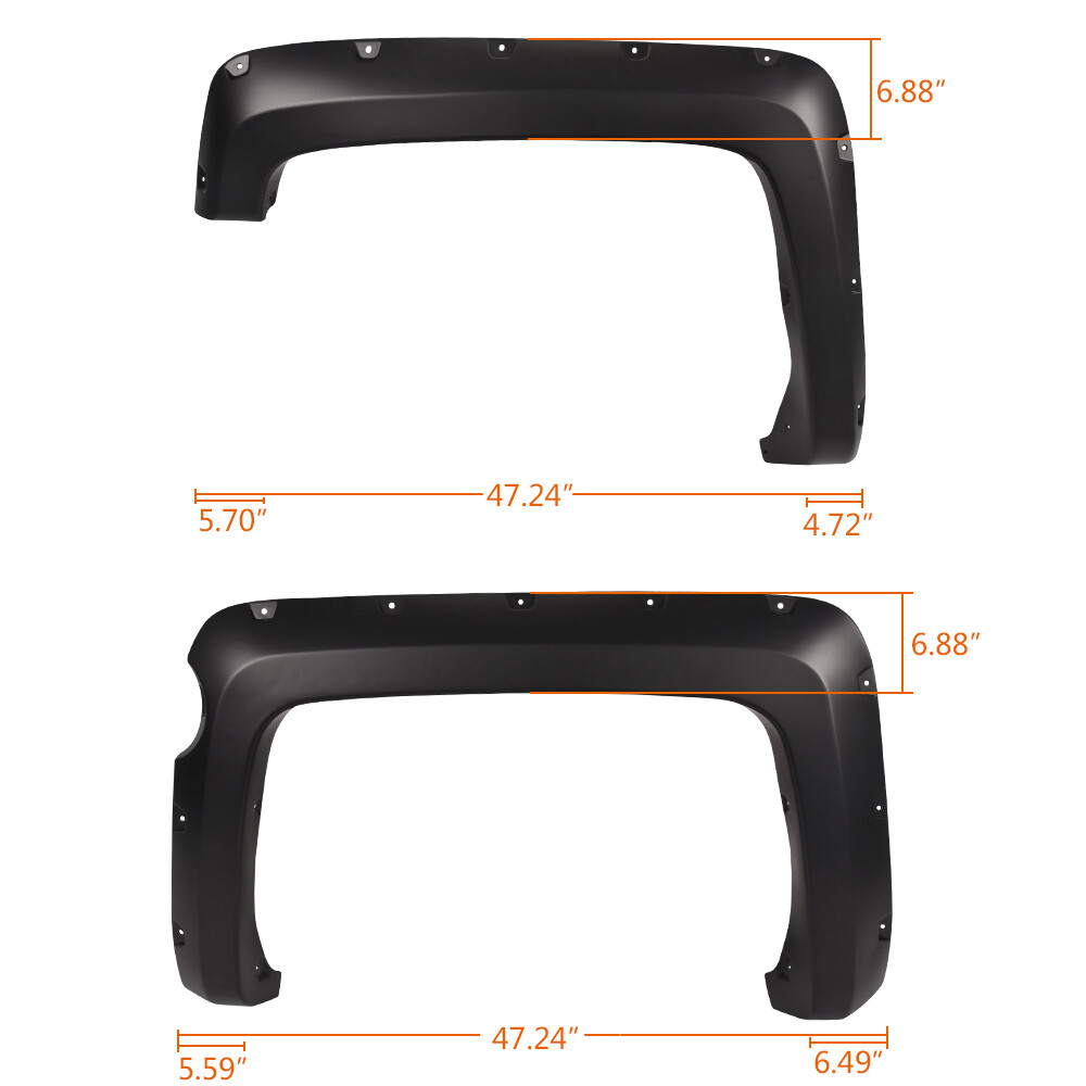 FIT FOR 14-18 SILVERADO 5.8' SHORT BED POCKET RIVET STYLE FENDER FLARES 4PC