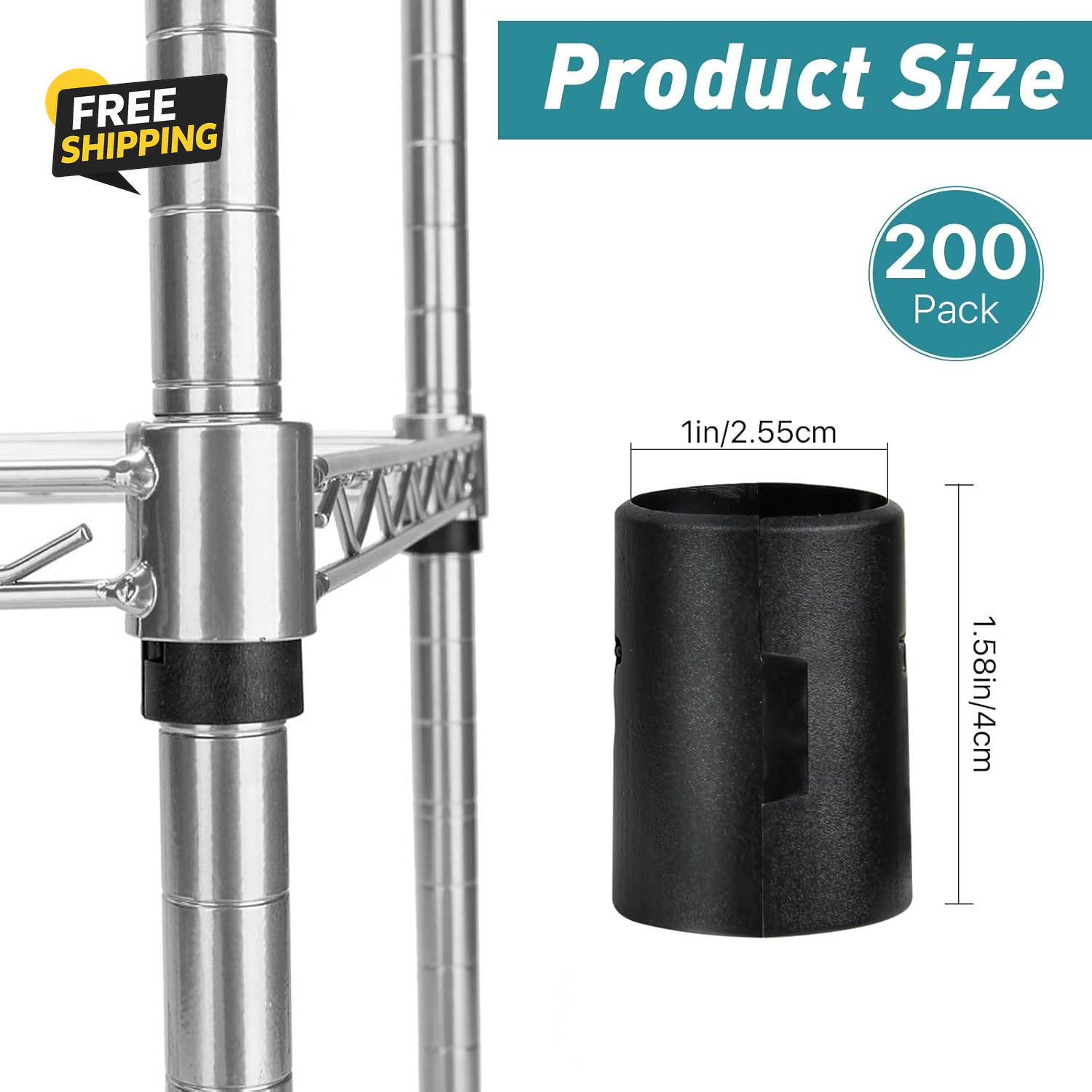 200 Pack Wire Shelf Lock Clips, 1 Inch Wire Shelf Clips for Post Shelving