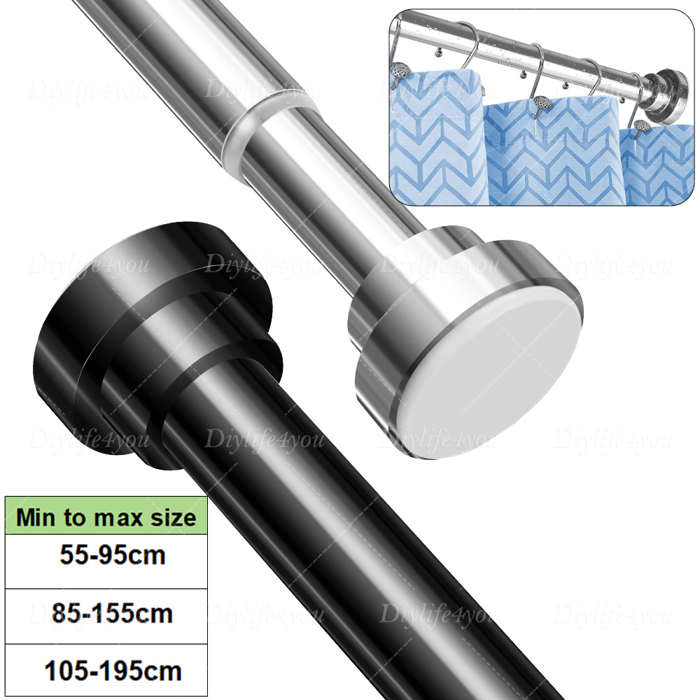 21in - 78in Stainless Steel Adjustable Telescopic Shower Curtain Rod Shower Kit