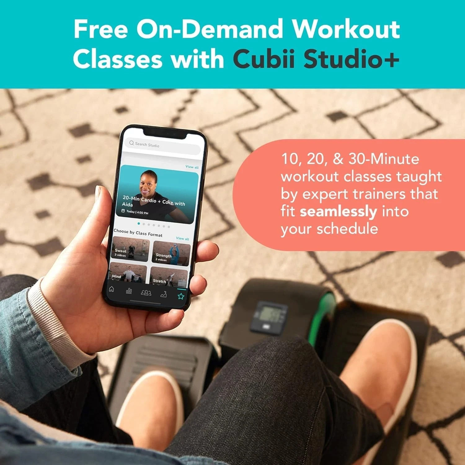 Cubii JR1, Under Desk Elliptical, Under Desk Bike Pedal Exerciser, Seated Ell...