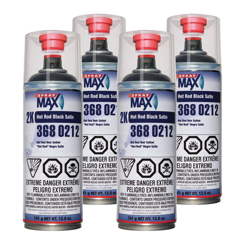 SprayMax 3680212 2K Hot Rod Satin Black Aerosol 12 oz. (4 Pack)