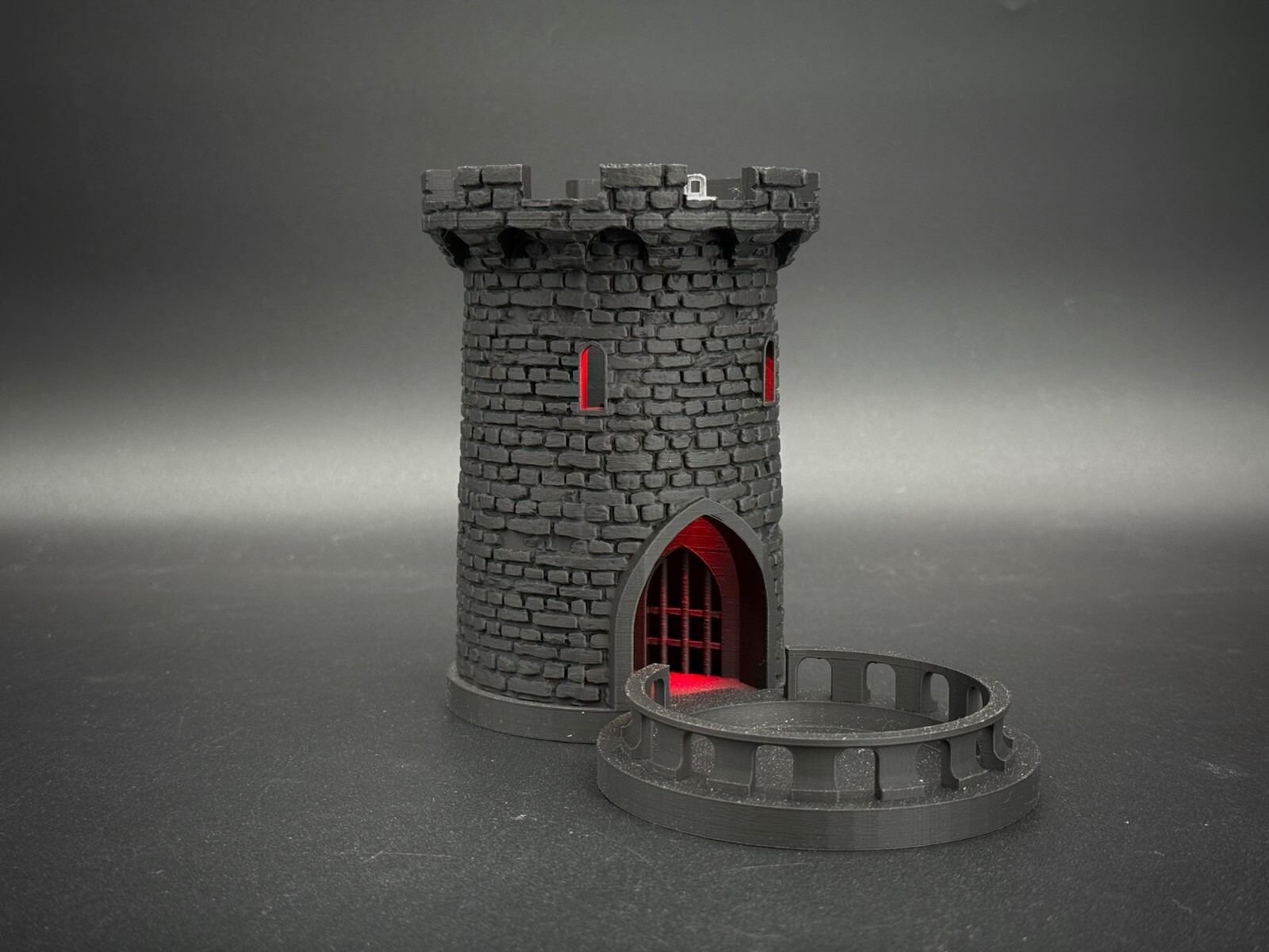 Lighted 5" Dice Tower and Tray w/ Swapable stairs, DnD,Dungeons and Dragons, Red