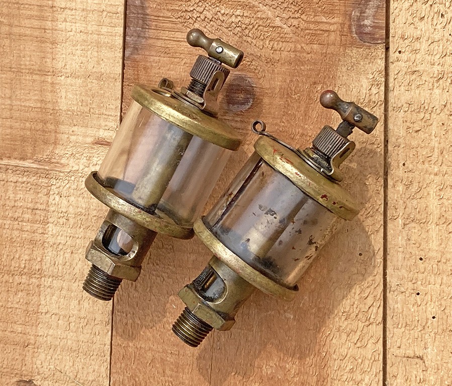 Vtg Pair (2) Michican Lubricator X12A11/2 Oilers Brass Glass Hit/Miss Steampunk