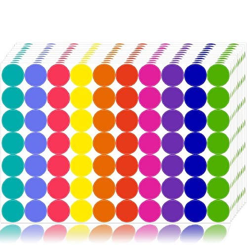 1400 PCS Colored Dot Stickers Round Color Coding 3/4 INCH 10 Color/1400pcs