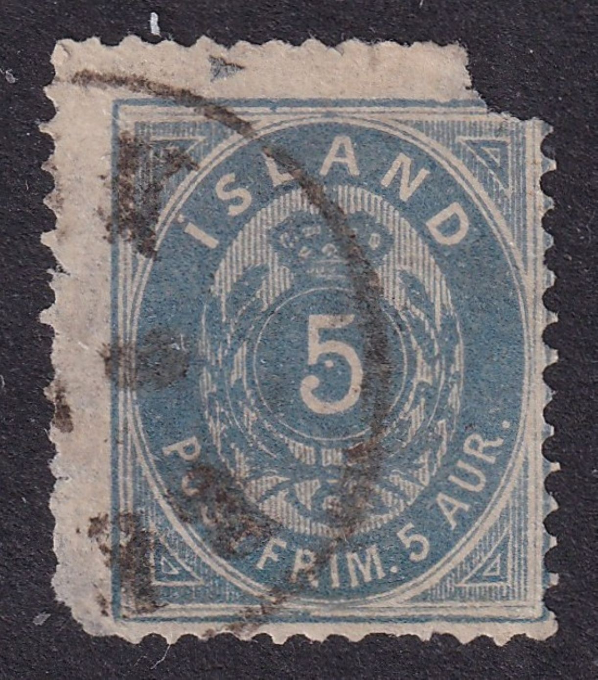 ICELAND 1878 Numeral 5a Blue Perf 14 x 13½ SG 14 Used Spacefiller