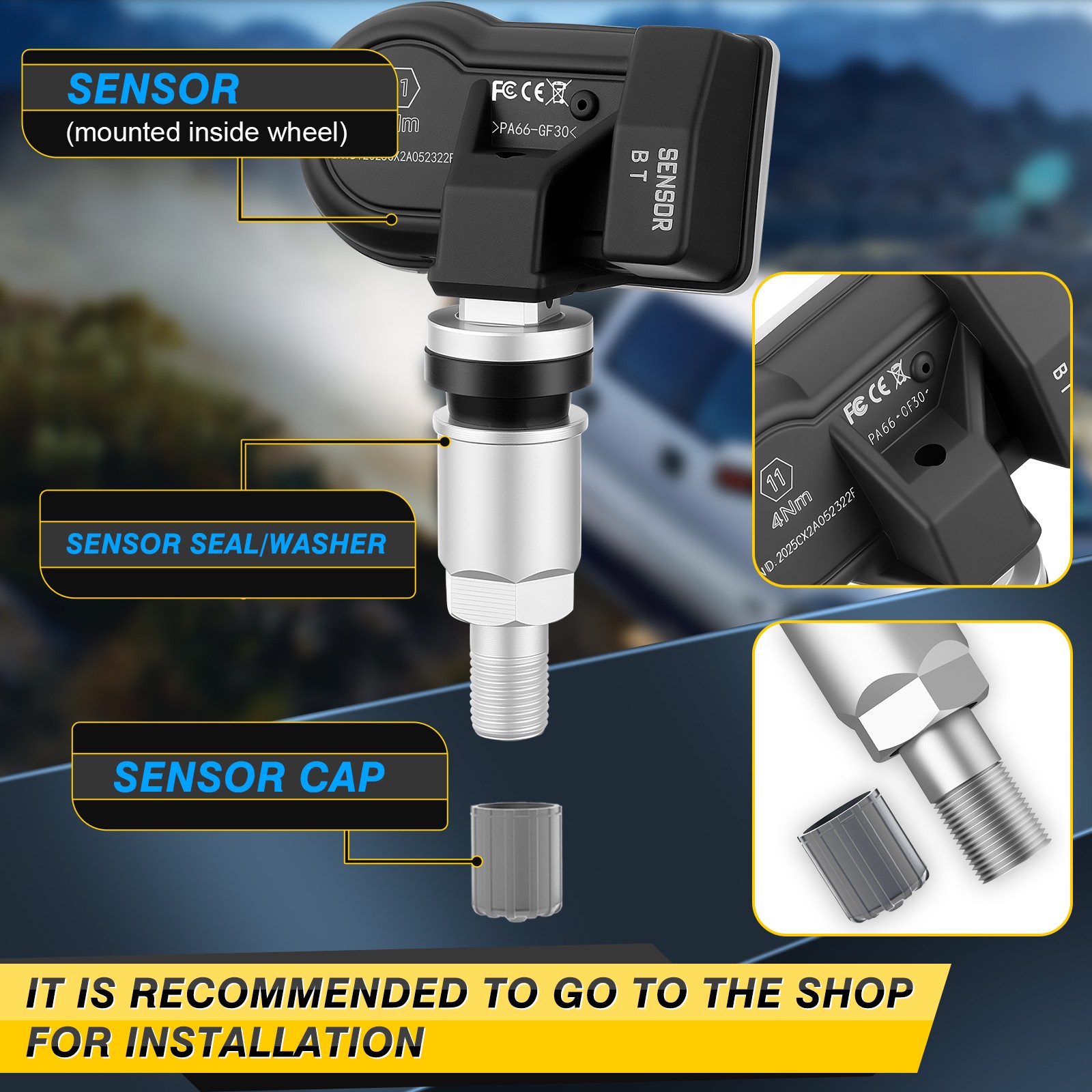 4Pcs TPMS Tire Pressure Monitoring Sensor 315MHz&433MHz for HONDA