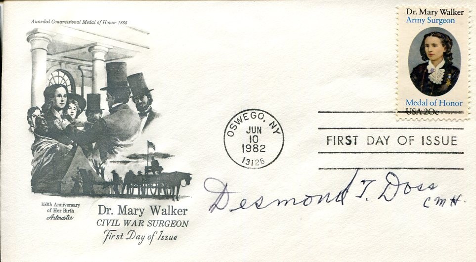 Desmond Doss Medal Of Honor MOH Army WWII Hacksaw Ridge Signed Autograph FDC JSA