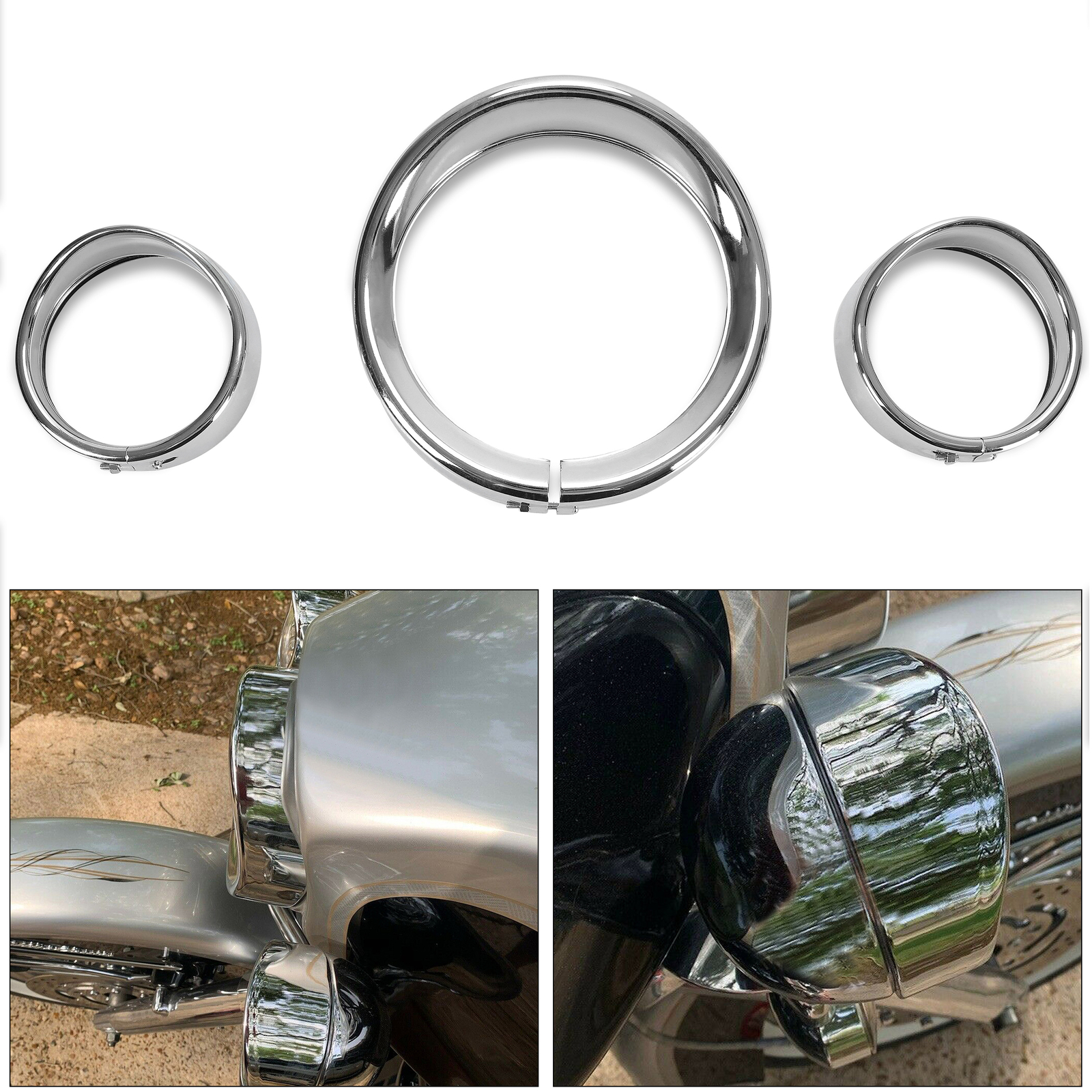For Harley 7" Headlight Lights 4.5" Passing Fog Lamp Visor Trim Ring Bezel Cover