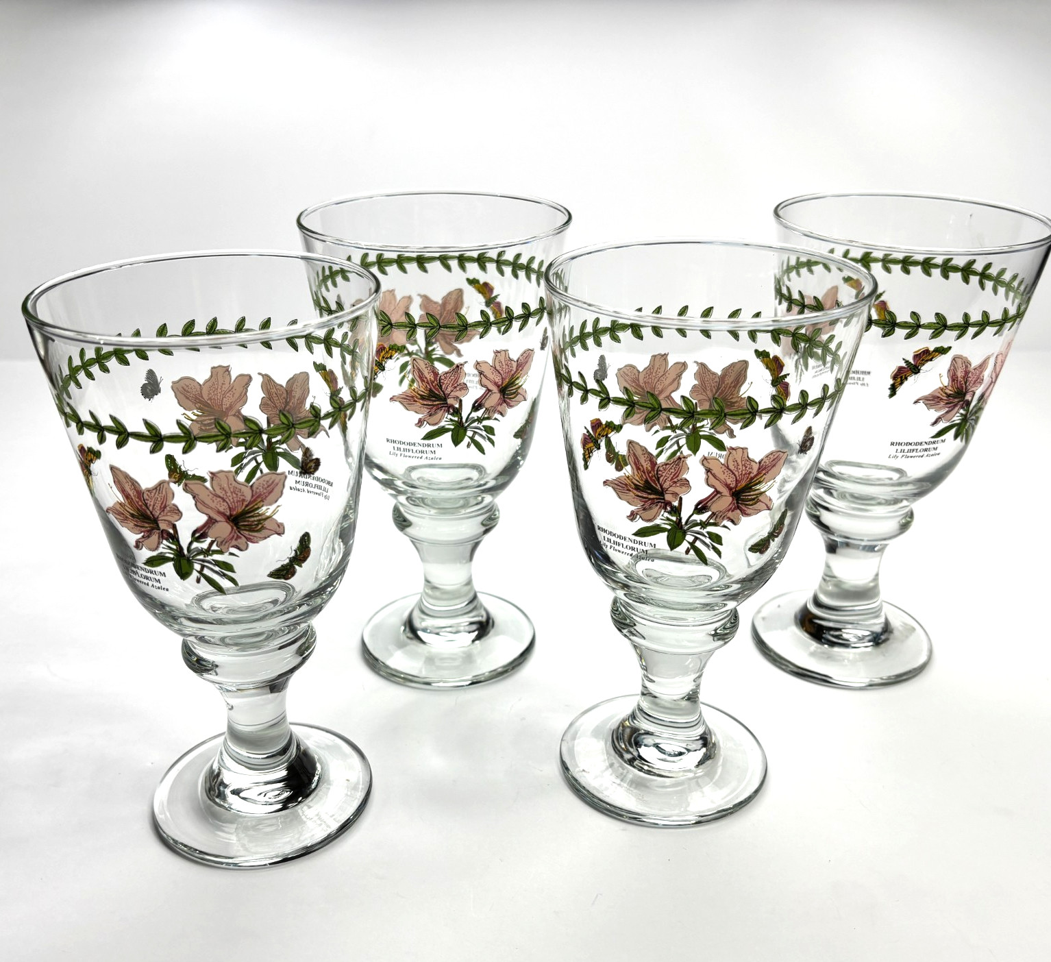 Portmeirion Botanic Garden Iced Tea Water Goblets Rhododendrum Set of 4